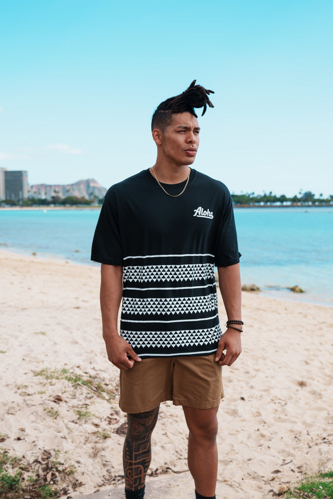 ALOHA BLACK & WHITE TRIANGLES T-SHIRT Shirts Aloha Shirt Co. SMALL 