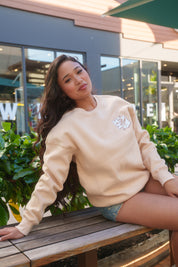 BEIGE SPLIT LOGO CREW NECK SWEATER Jacket Hawaii's Finest