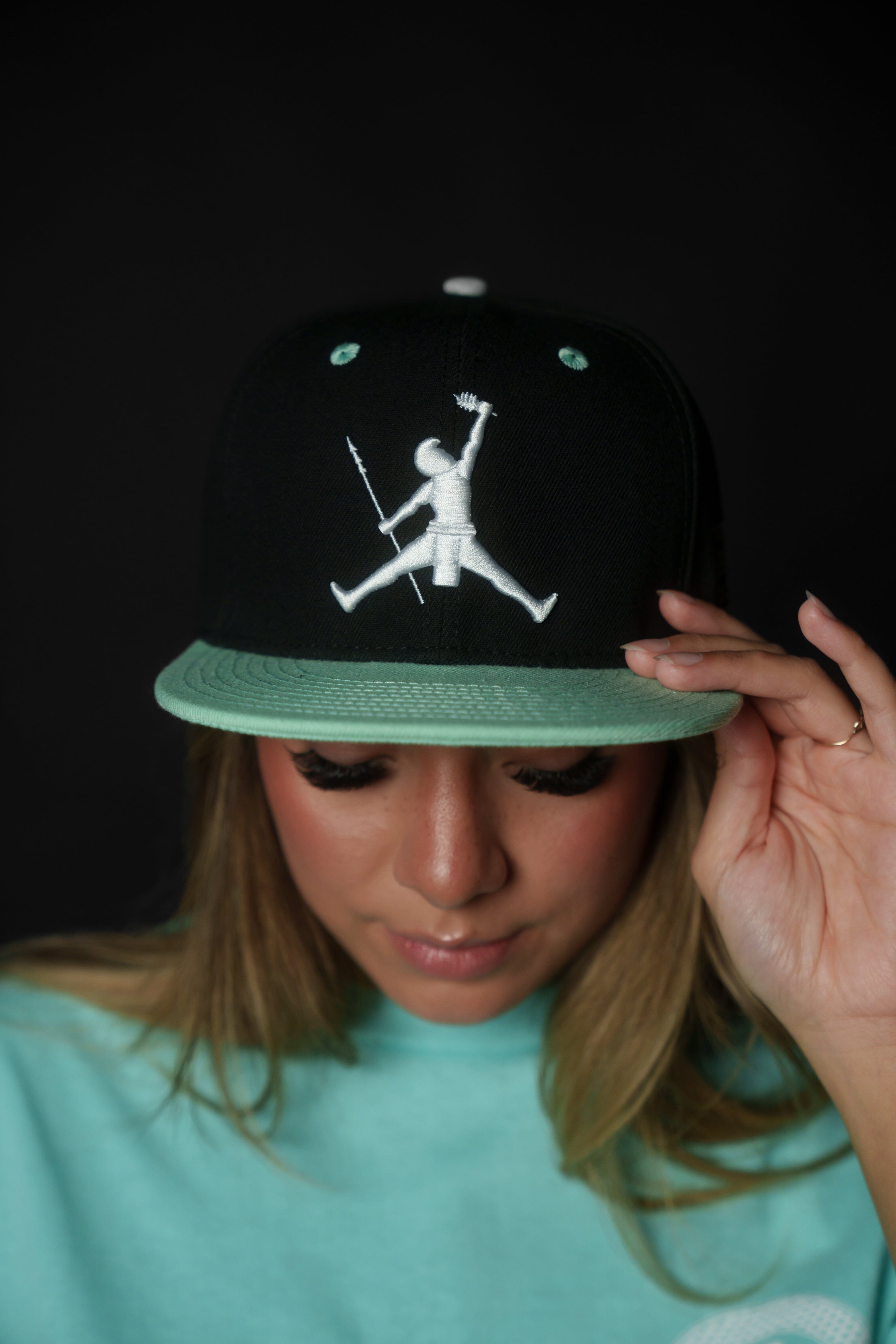 BLACK & TEAL KANAKA JUMPMAN HAT Hat Hawaii's Finest