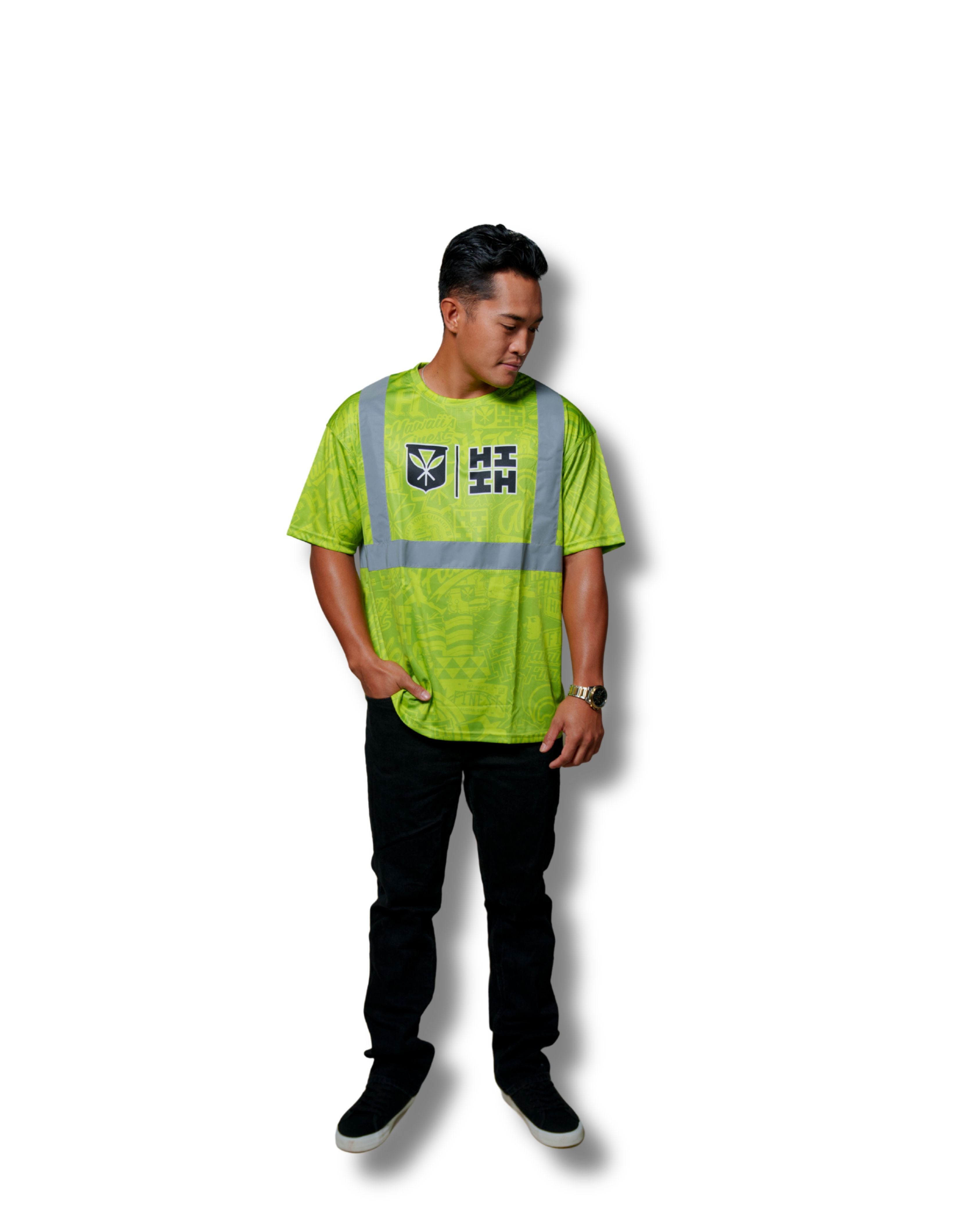 HI-VIS STICKERBOMB DRI-FIT T-SHIRT Jacket Hawaii's Finest SMALL