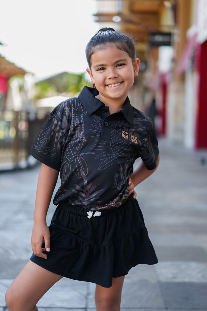 KEIKI BLACK LEAVES GOLF SHIRT Shirts Hawaii's Finest 