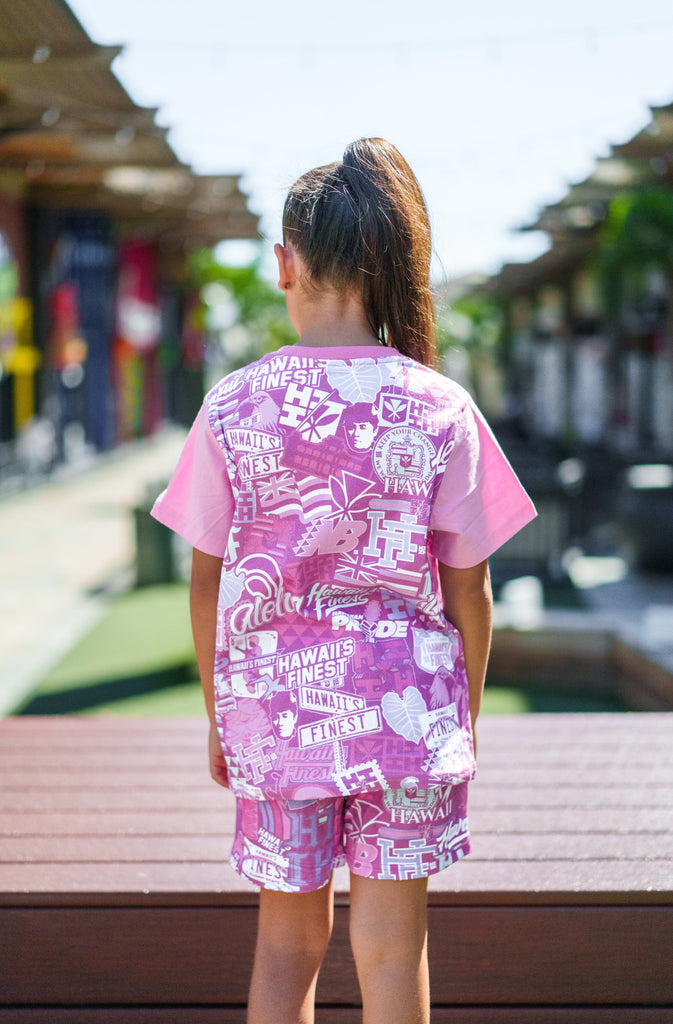 KEIKI PINK STICKERBOMB SHORTS Shirts Hawaii's Finest 
