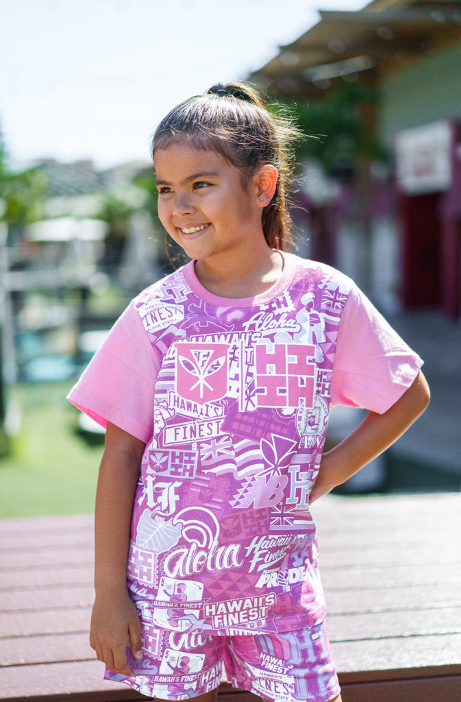 KEIKI PINK STICKERBOMB T-SHIRT Shirts Hawaii's Finest X-SMALL 