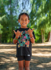 KEIKI TROPICAL LOGO BLACK T-SHIRT Shirts Hawaii's Finest XX-SMALL