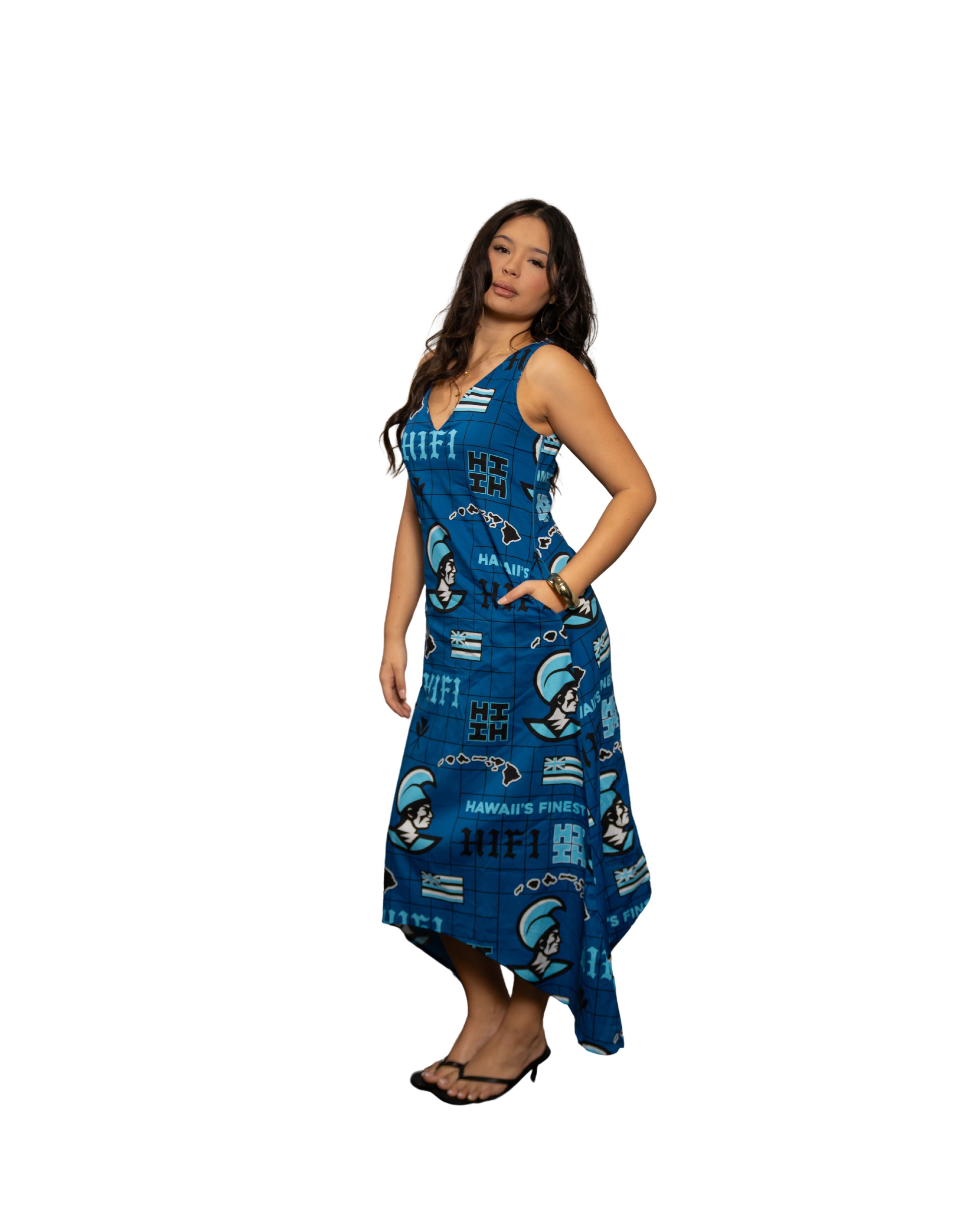 KOA ALOHA WOMEN'S BLUE MAXI DRESS