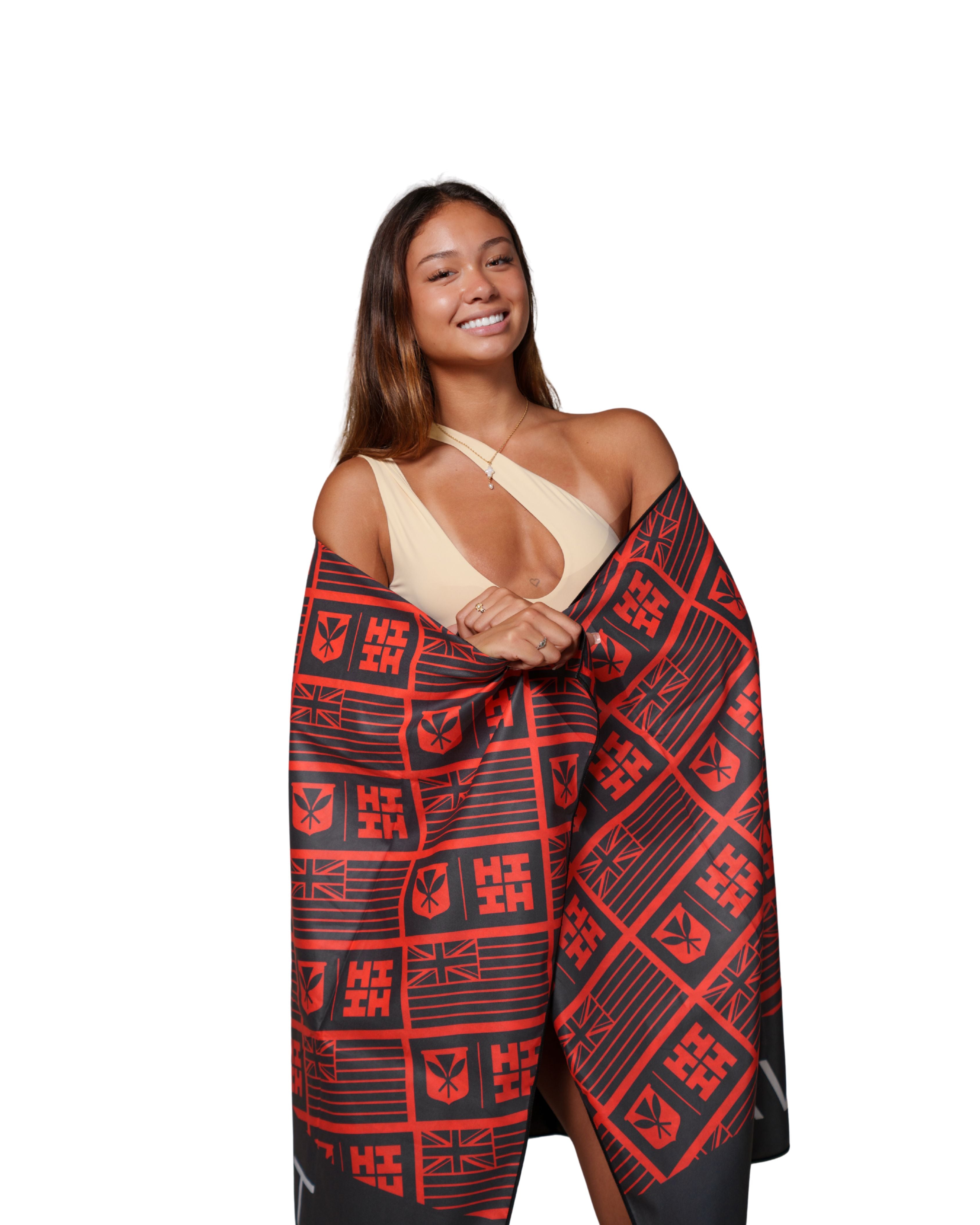 LOGOS FLAG RED & BLACK TOWEL Utility Hawaii's Finest
