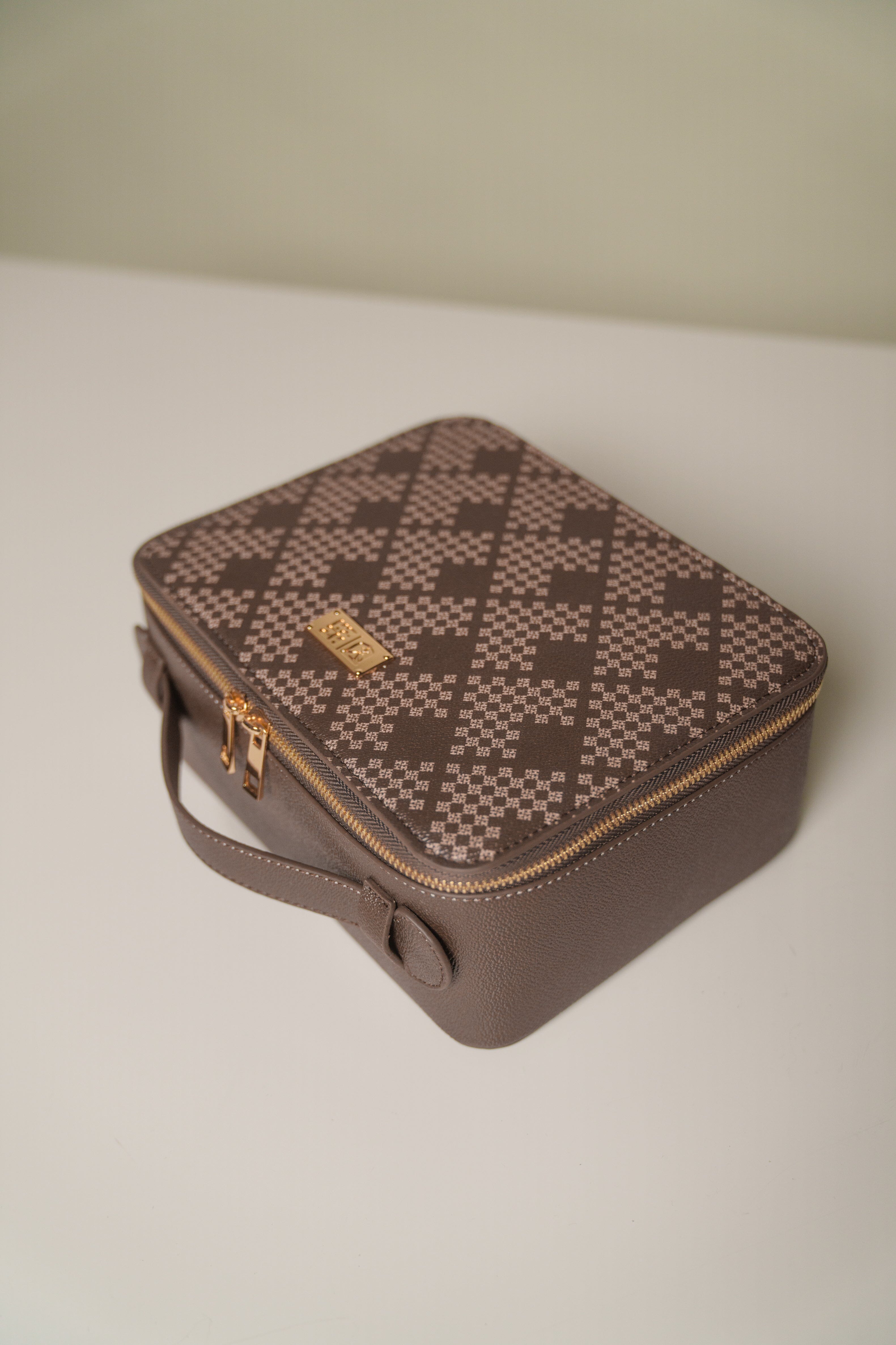 LUXURY TRIANGLE BROWN COSMETIC CASE Bags Hawaii's Finest