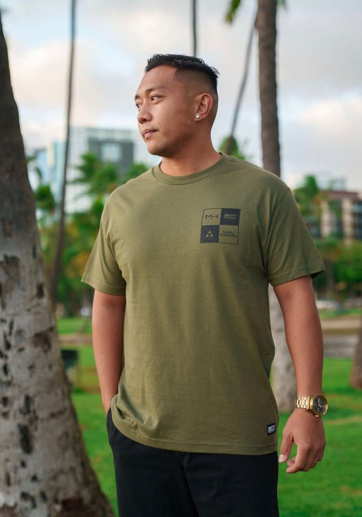 MAU OLIVE BLOCK LOGOS T-SHIRT Shirts Mau Hawaii MEDIUM 