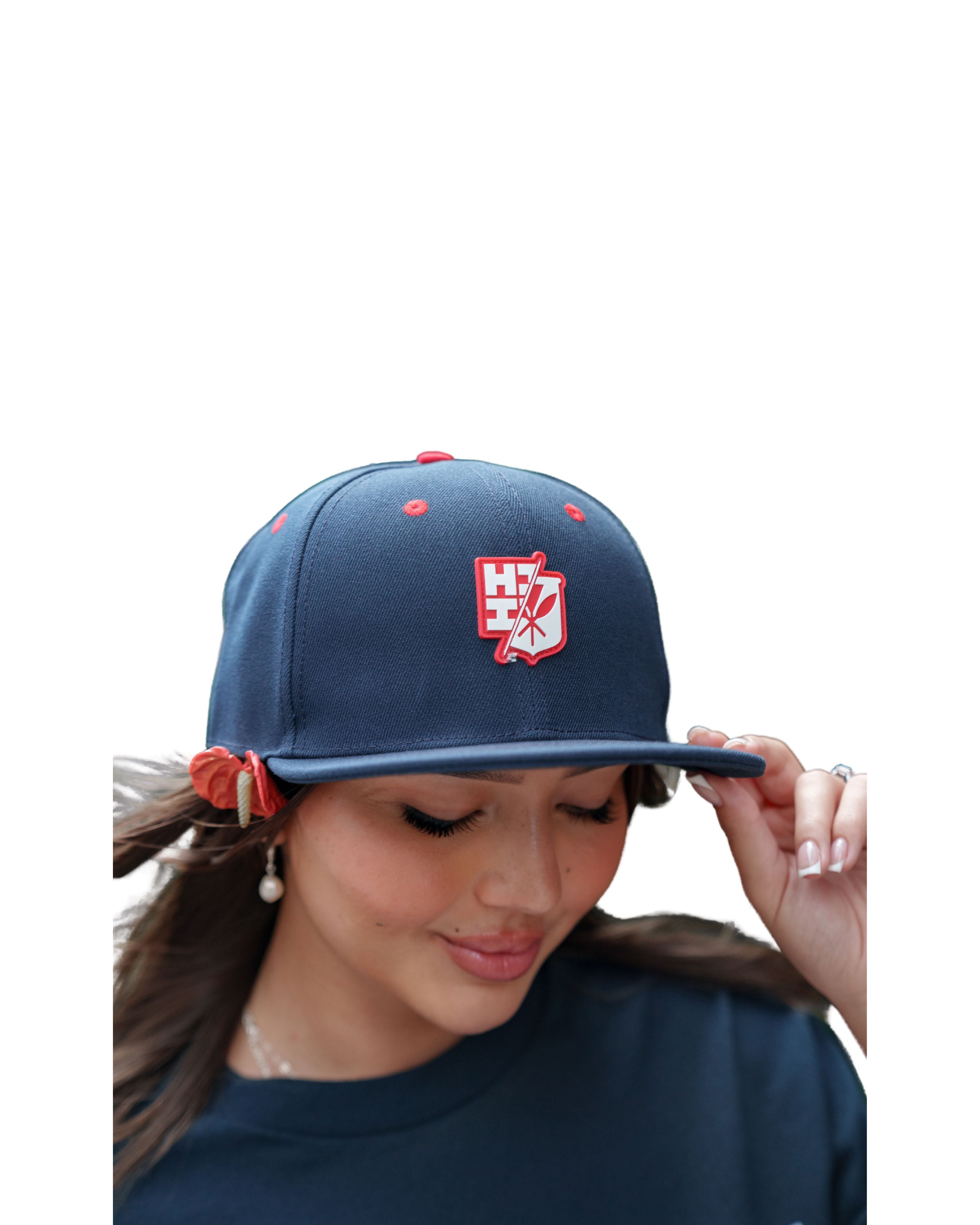 NAVY RED WHITE SPLIT LOGO HAT Hat Hawaii's Finest