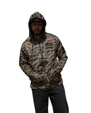 OLIVE & BROWN TIGER CAMO HOODED BOMBER JACKET Jacket Hawaii's Finest
