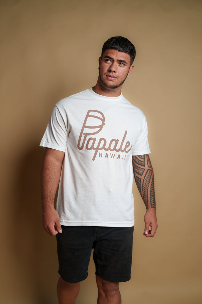PĀPALE WHITE & BROWN T-SHIRT Shirts Pāpale HI SMALL 
