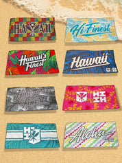 SCRIPT MINT & TEAL PALMS TOWEL Utility Hawaii's Finest