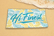SCRIPT MINT & TEAL PALMS TOWEL Utility Hawaii's Finest