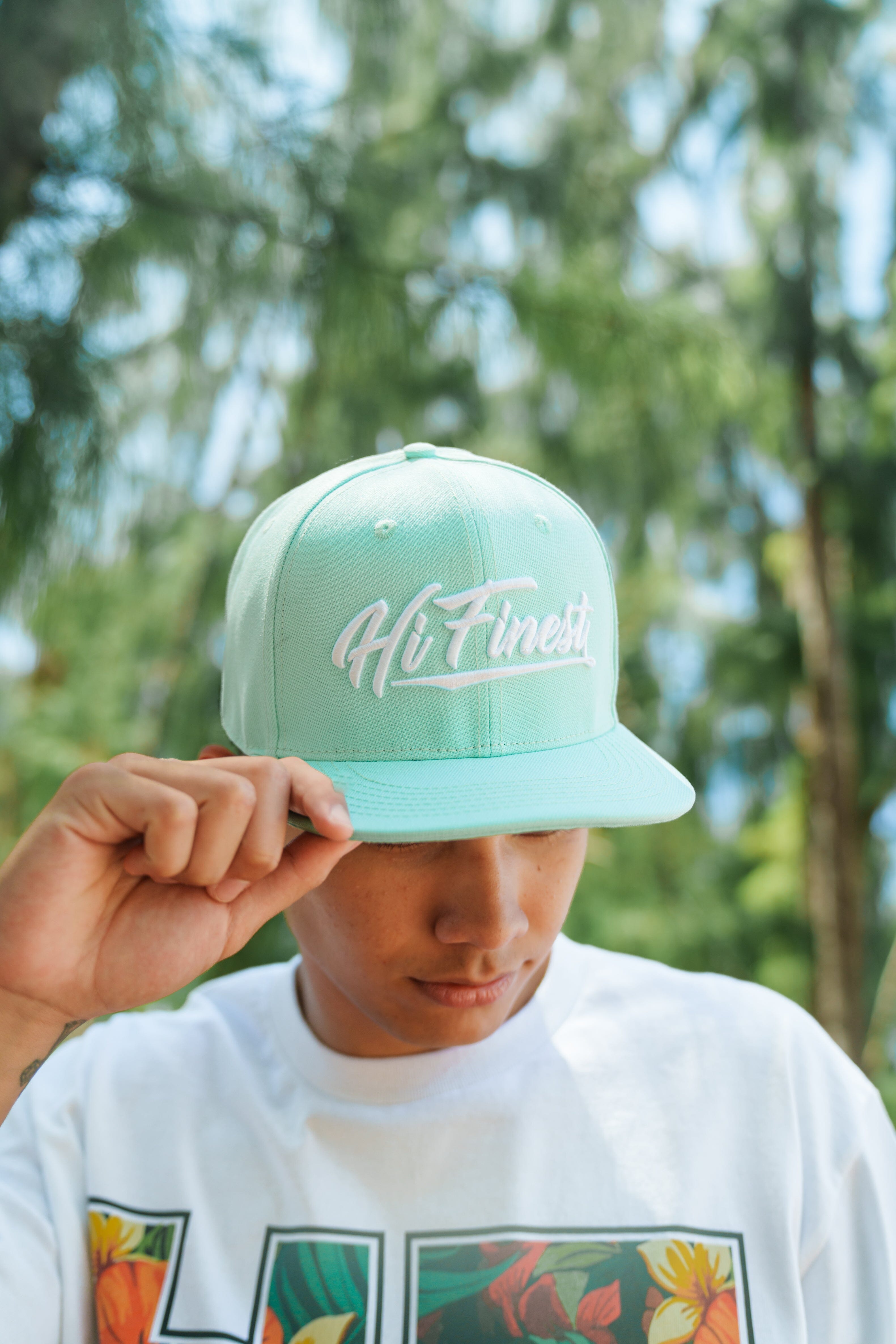 TEAL & WHITE SCRIPT HAT Hat Hawaii's Finest