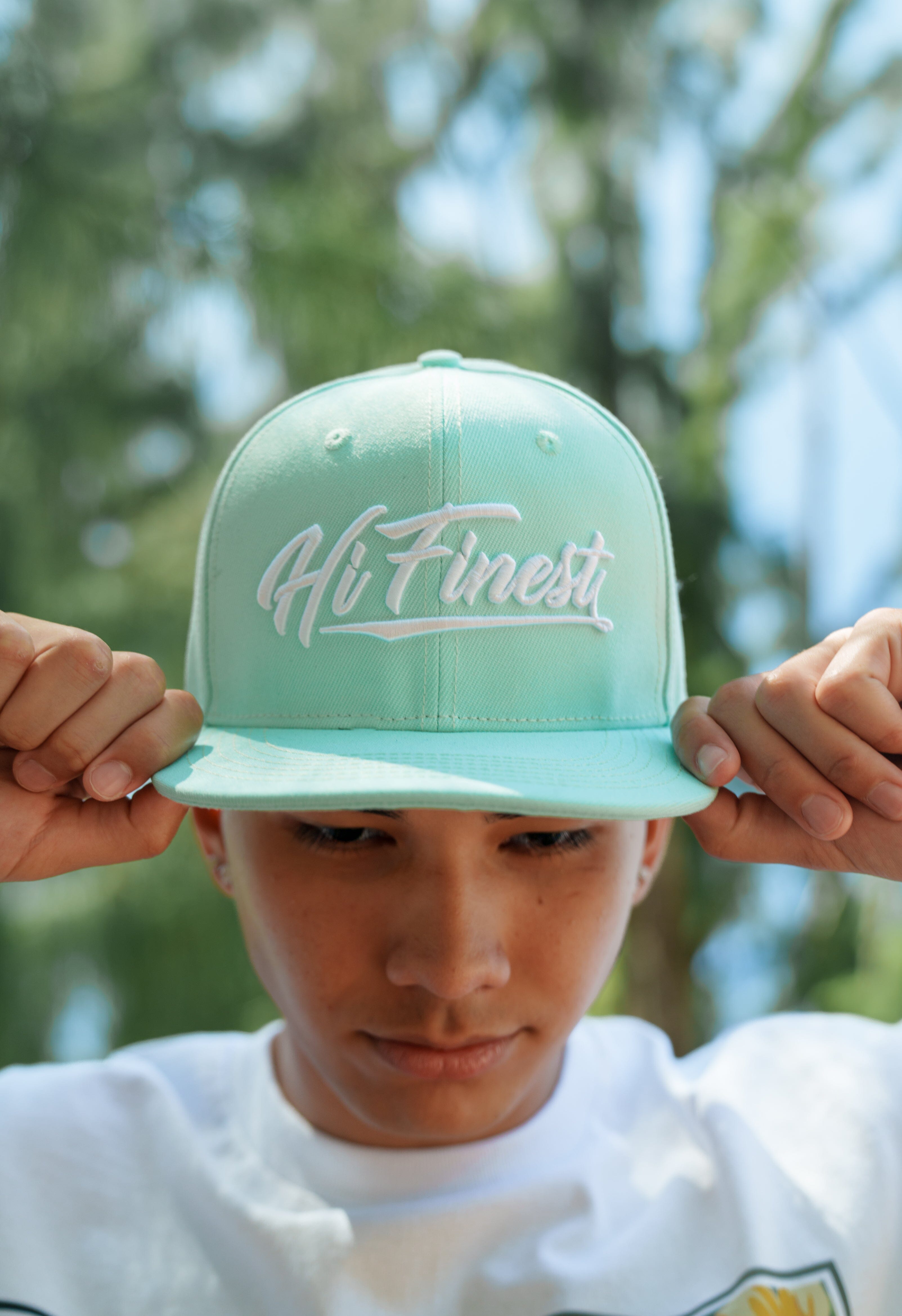 TEAL & WHITE SCRIPT HAT Hat Hawaii's Finest