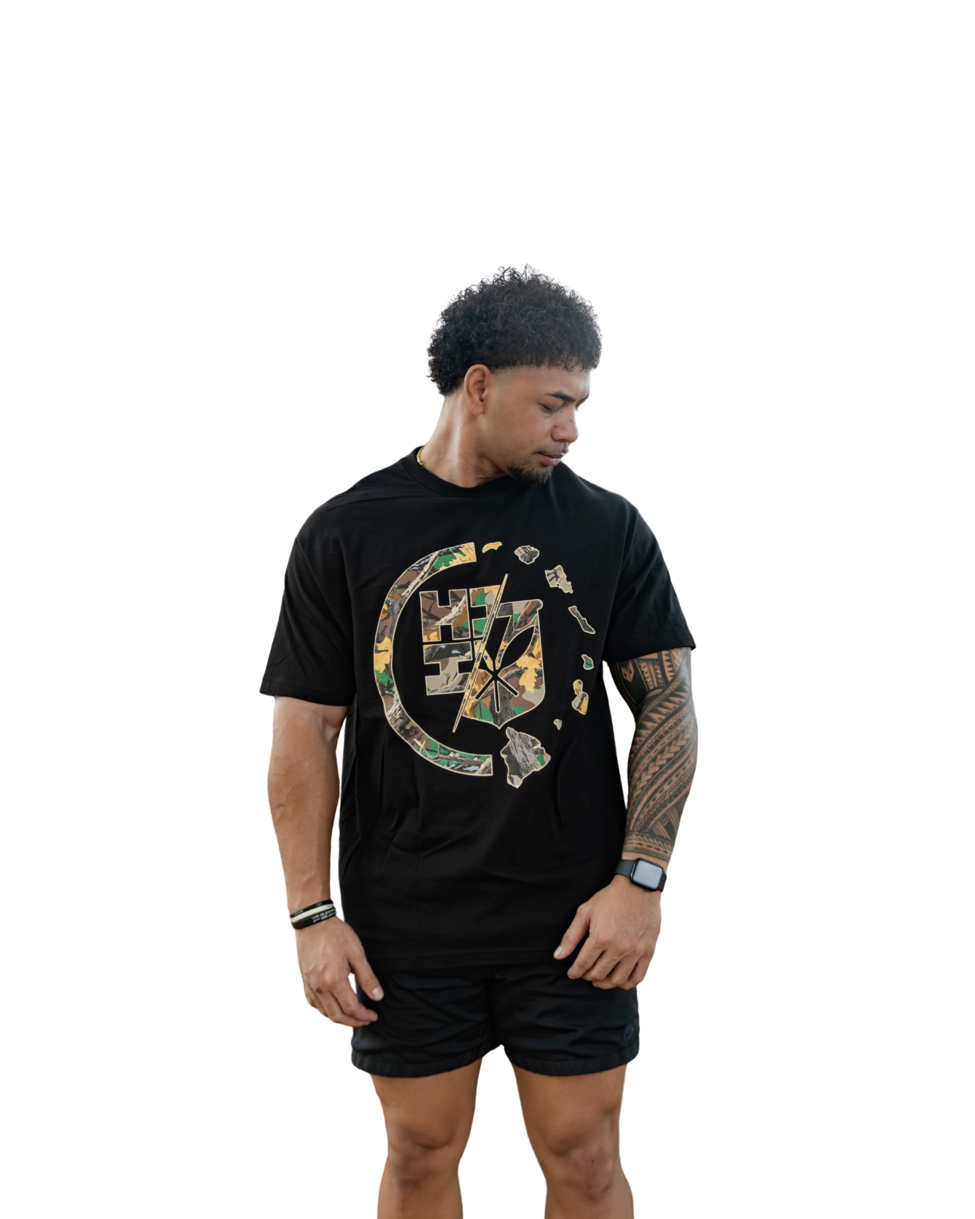 TREE CAMO CIRCLE GREEN T-SHIRT Shirts Hawaii's Finest MEDIUM