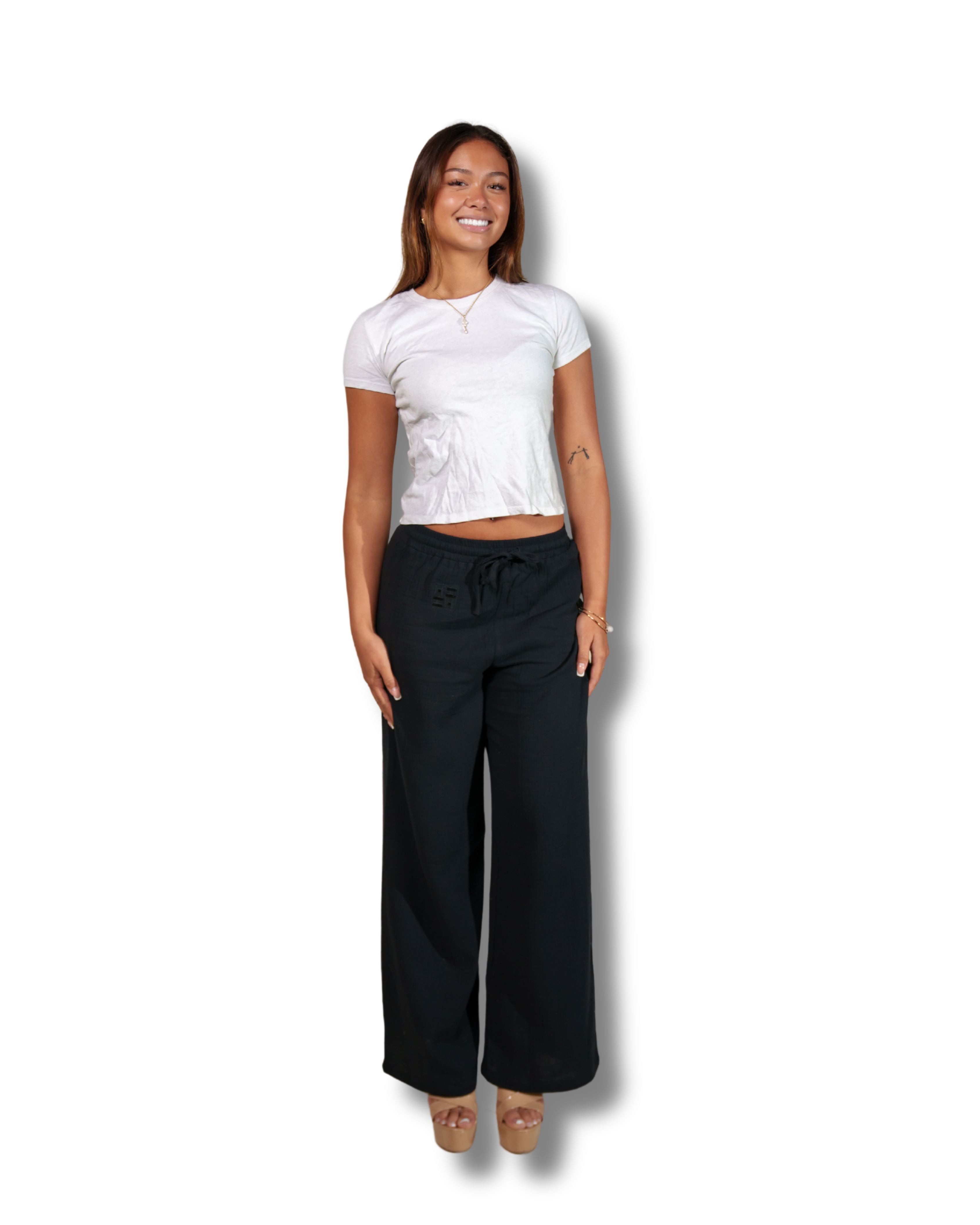【HI FI FNK】Pear Cotton Wide Pants Organic Stretch Cotton Wide Leg Chino Pants