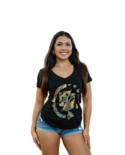 WOMEN'S TREE CAMO CIRCLE GREEN TOP Shirts Hawaii's Finest SMALL