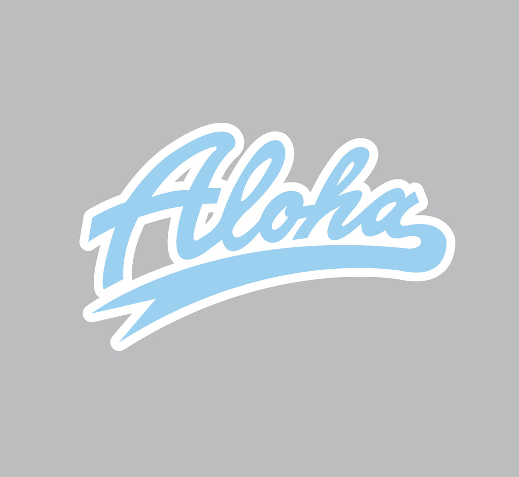 FULL COLOR STICKER - SOFT BLUE ALOHA SCRIPT Utility Hawaii's Finest 