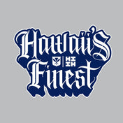 2024 FULL COLOR STICKERS Utility Hawaii's Finest DARK BLUE TATTOO SCRIPT (4in x 2.9in) 