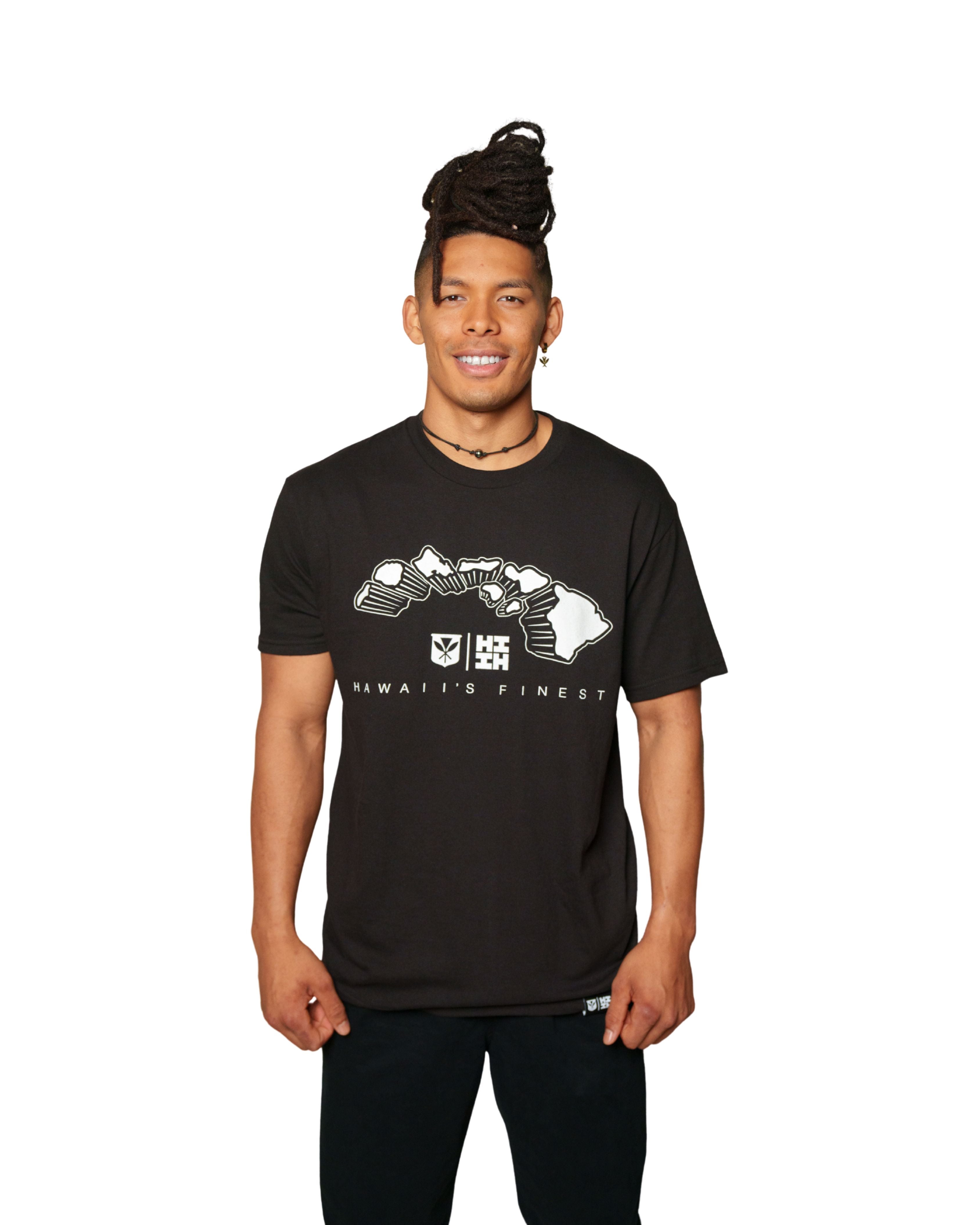 3D ISLANDS BLACK T-SHIRT Shirts Hawaii's Finest MEDIUM 