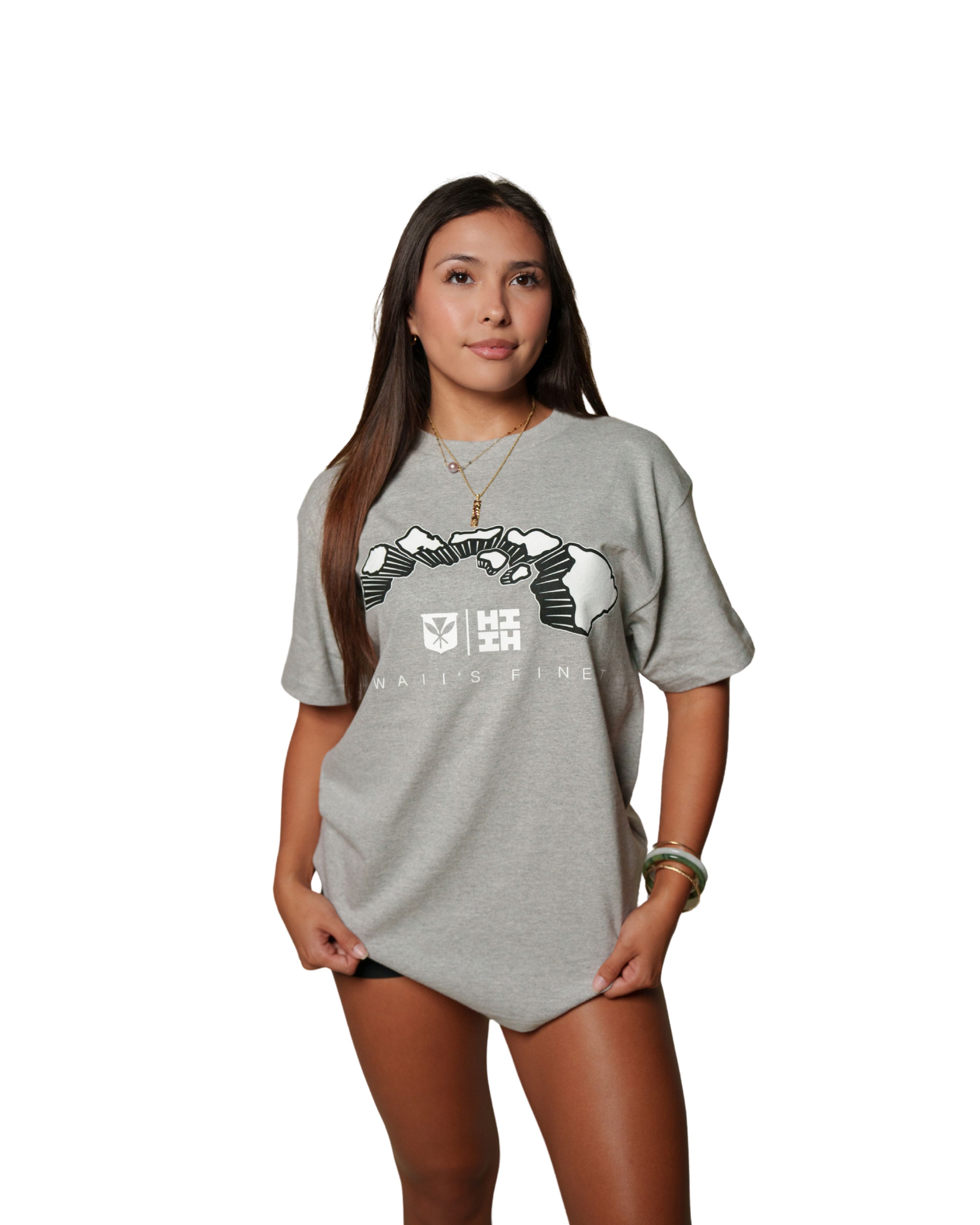 3D ISLANDS HEATHER GRAY T-SHIRT Shirts Hawaii's Finest MEDIUM 