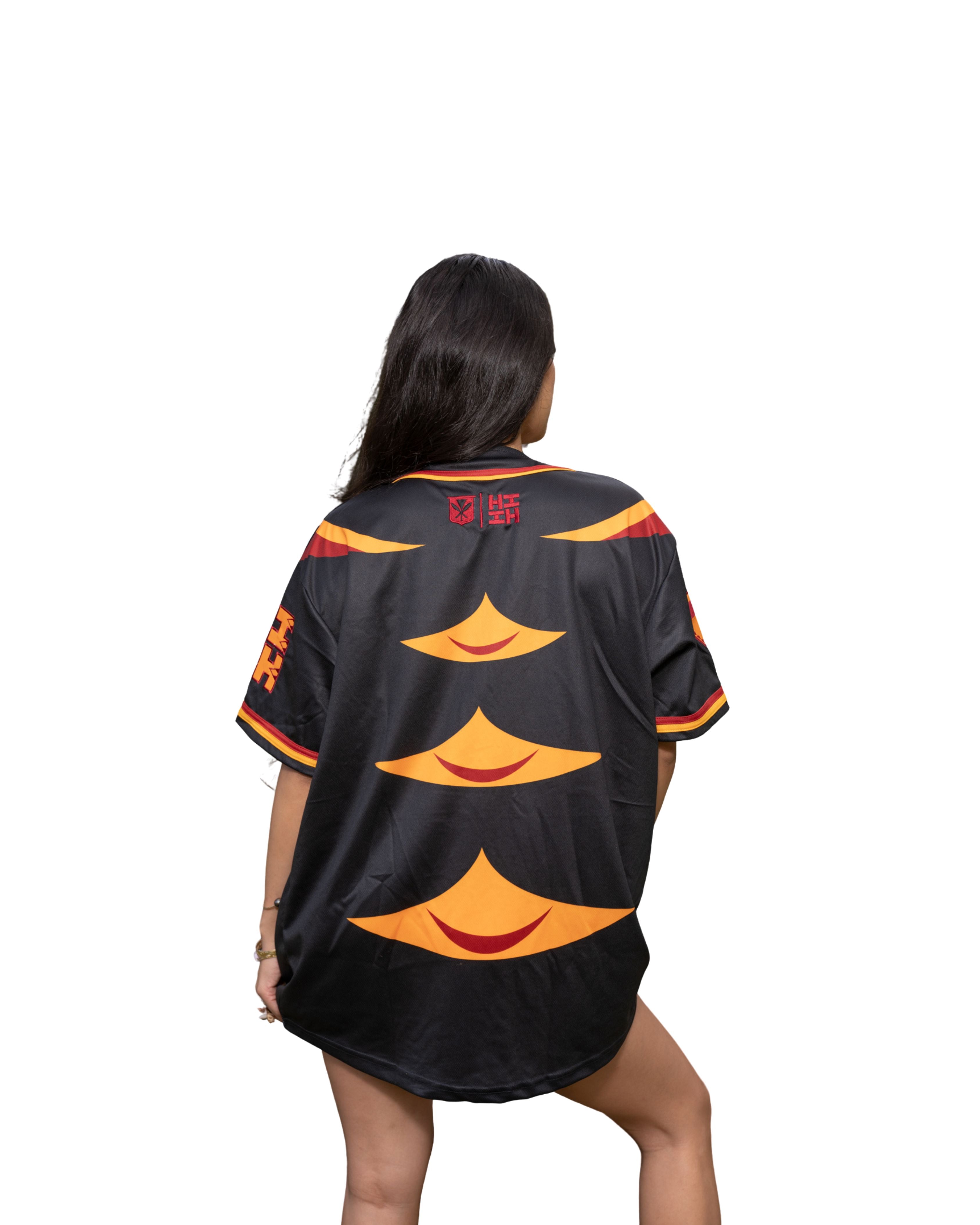 AHU ULA DEEP RED & ORANGE BASEBALL JERSEY Jersey Hawaii's Finest 