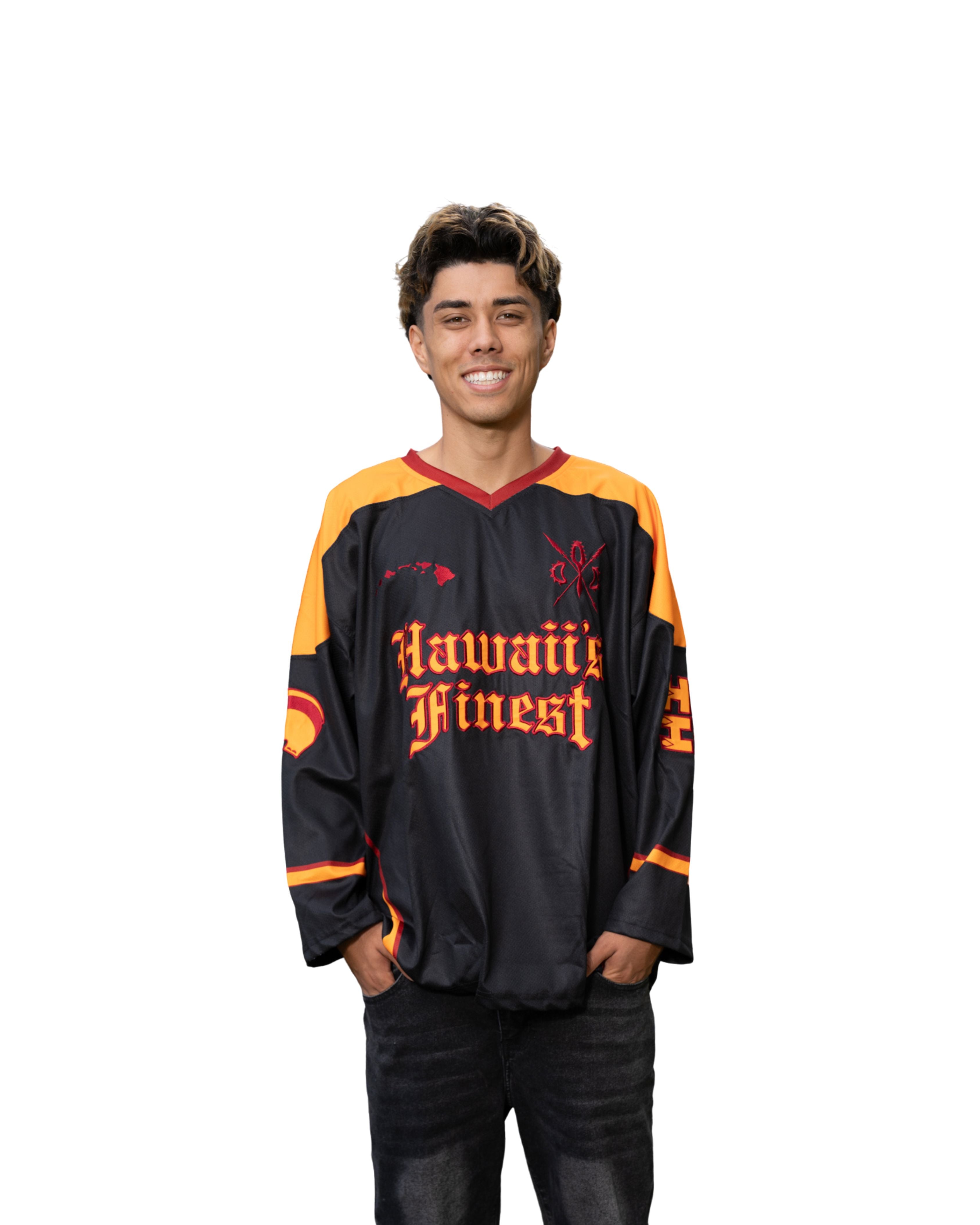 AHU ULA DEEP RED & ORANGE HOCKEY JERSEY Jersey Hawaii's Finest X-SMALL 