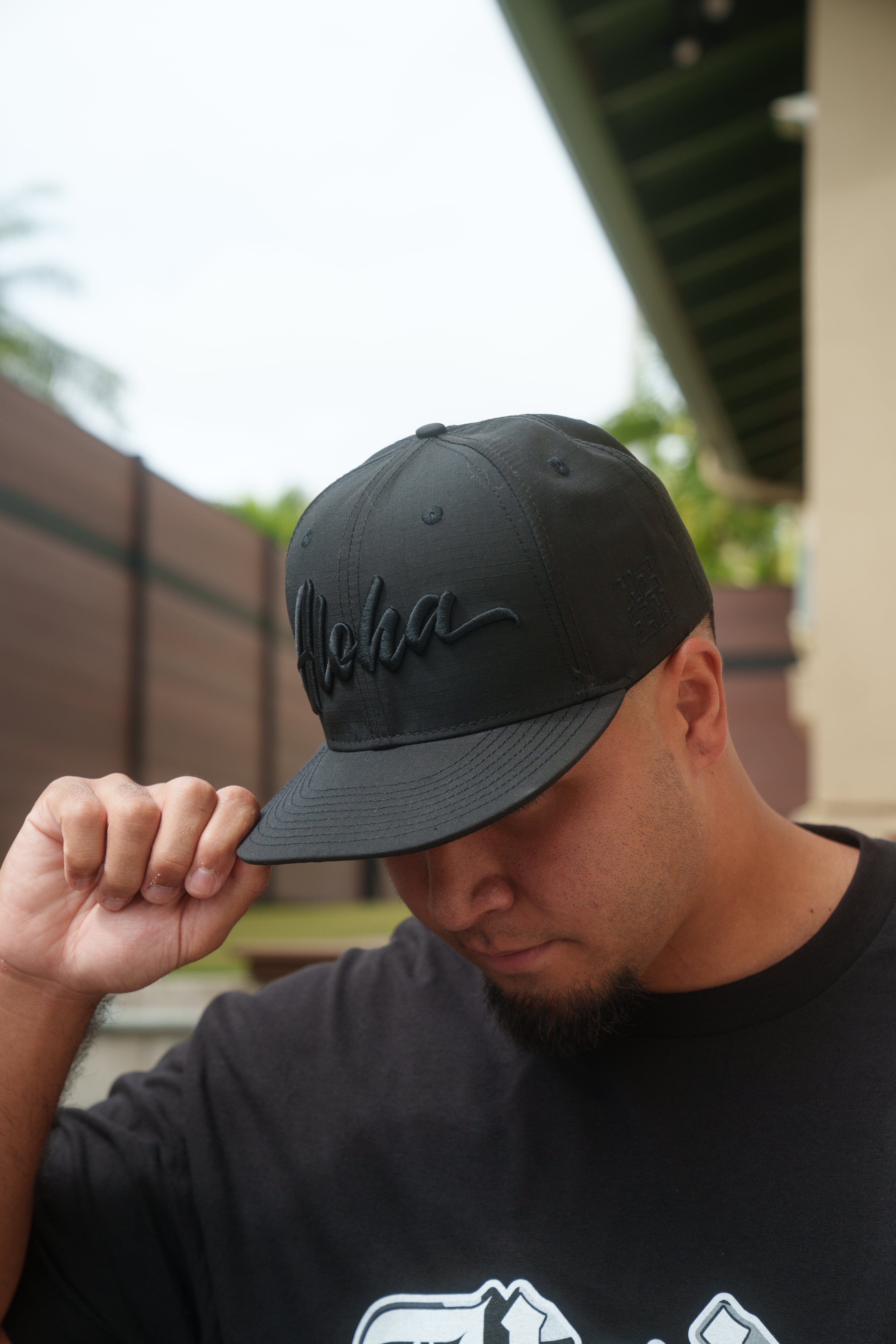 ALL BLACK ALOHA SCRIPT HAT Hat Hawaii's Finest 