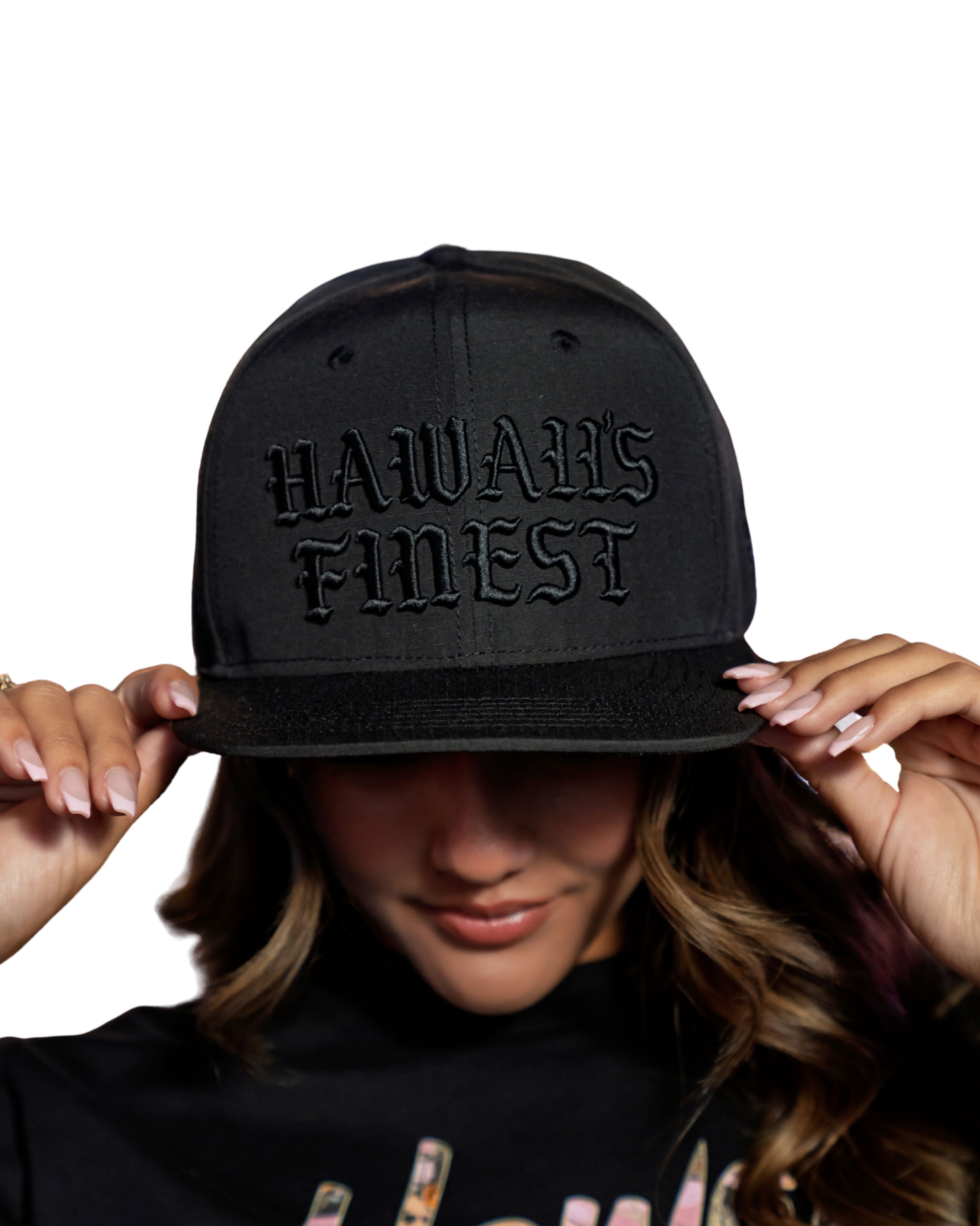 ALL BLACK OLD ENGLISH HAT Hat Hawaii's Finest 