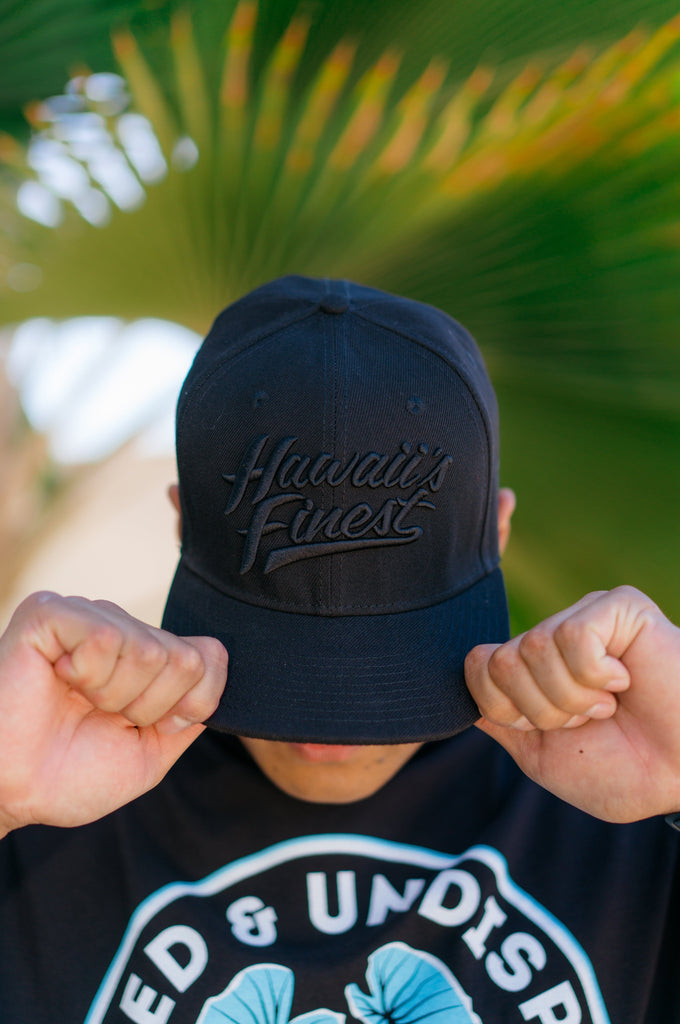 ALL BLACK SCRIPT HAT Hat Hawaii's Finest 