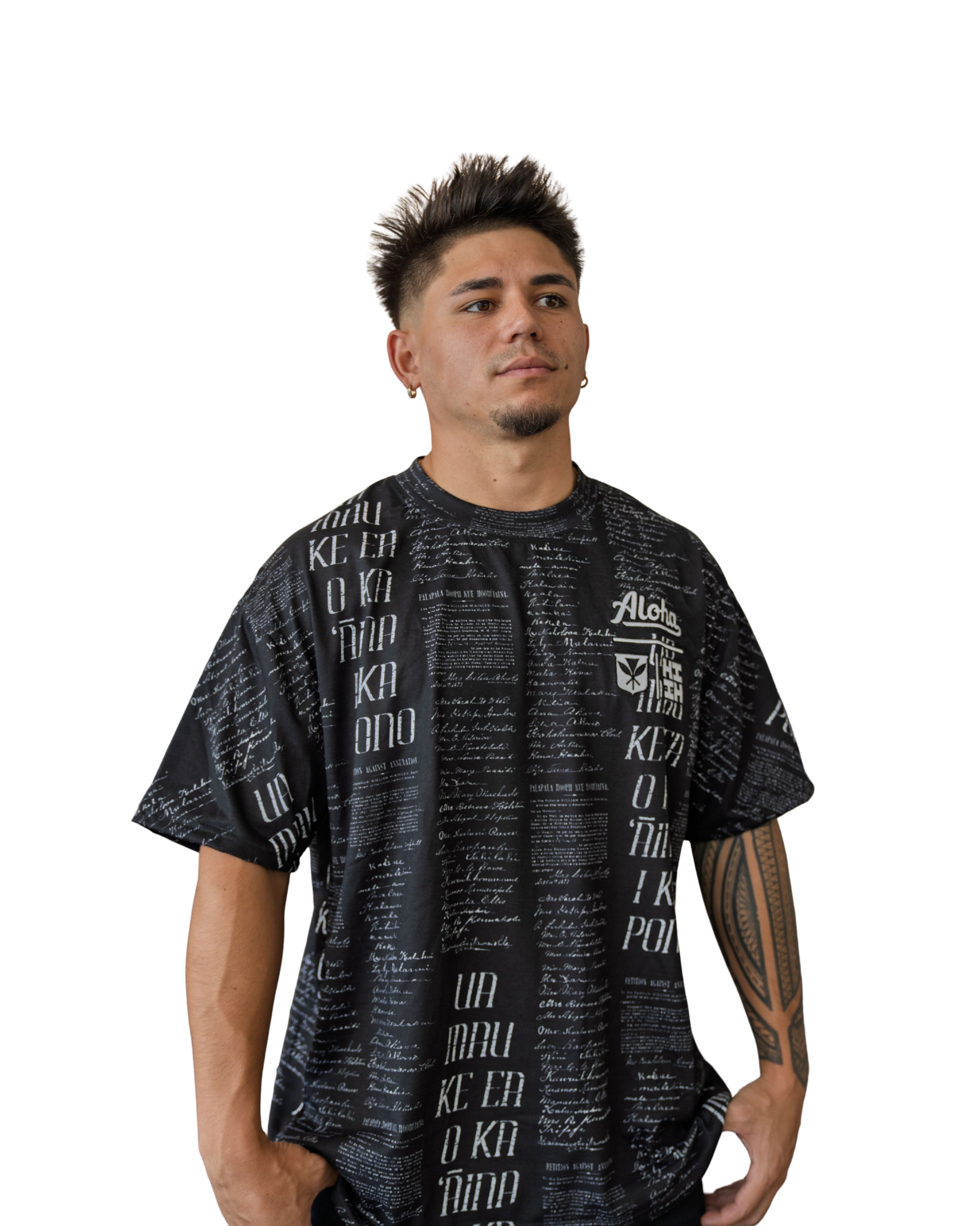 ALOHA BLACK & WHITE PETITION TEE Shirts Hawaii's Finest 