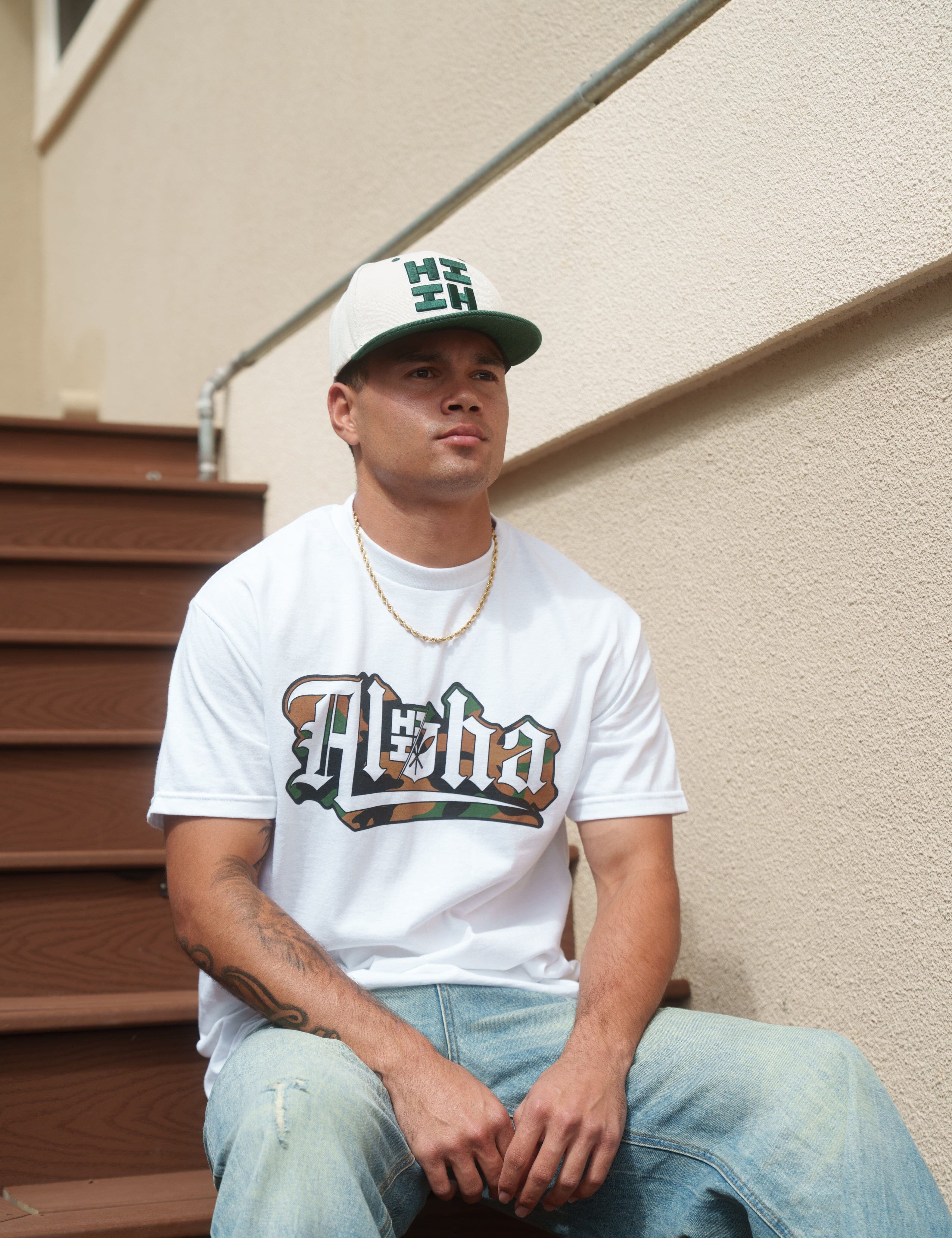 ALOHA CAMO WOODLAND T-SHIRT Shirts Hawaii's Finest MEDIUM 