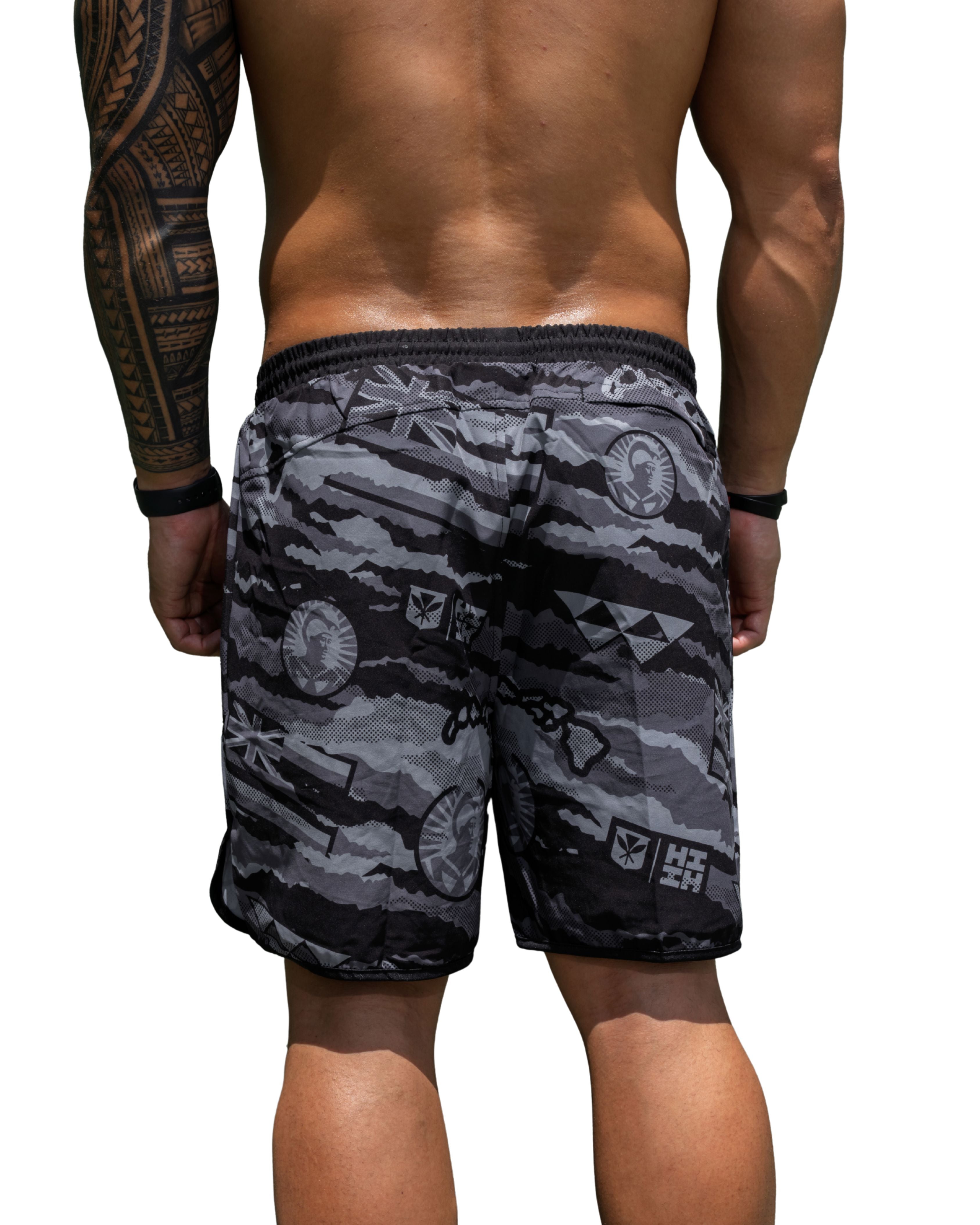 ALOHA FESTIVALS GRAY PERFORMANCE SHORTS Shorts Hawaii's Finest 