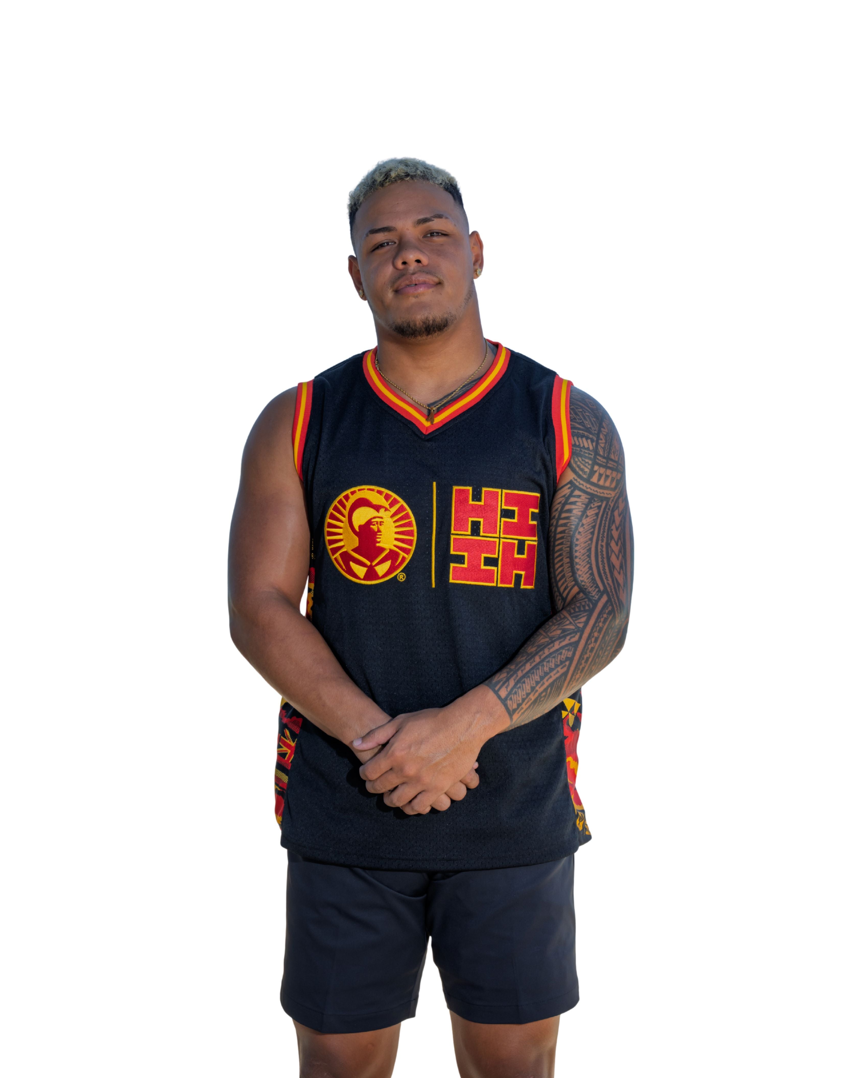 ALOHA FESTIVALS RED & YELLOW BASKETBALL JERSEY Jersey Hawaii's Finest SMALL 