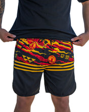 ALOHA FESTIVALS RED & YELLOW PERFORMANCE SHORTS Shorts Hawaii's Finest SMALL 