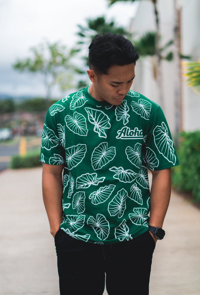 ALOHA GREEN & WHITE KALO T-SHIRT Shirts Aloha Shirt Co. SMALL 