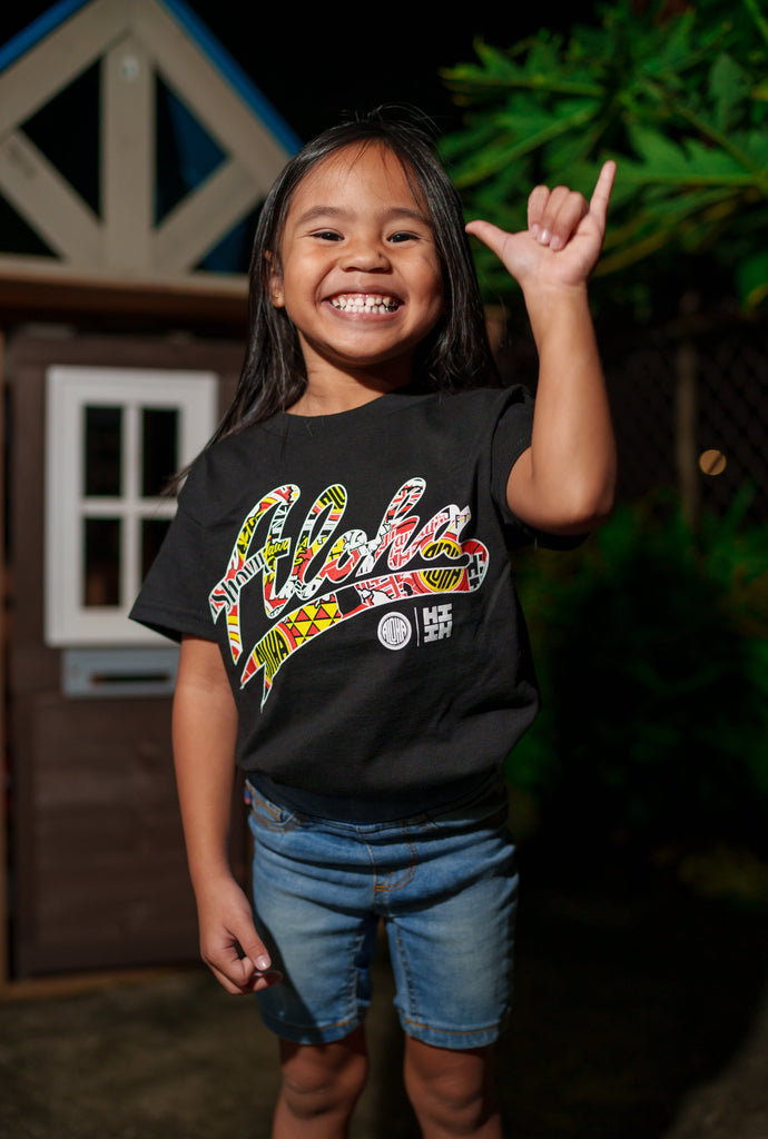 ALOHA SHOYU COLLAB SCRIPT STICKERBOMB KEIKI T-SHIRT Shirts Hawaii's Finest 