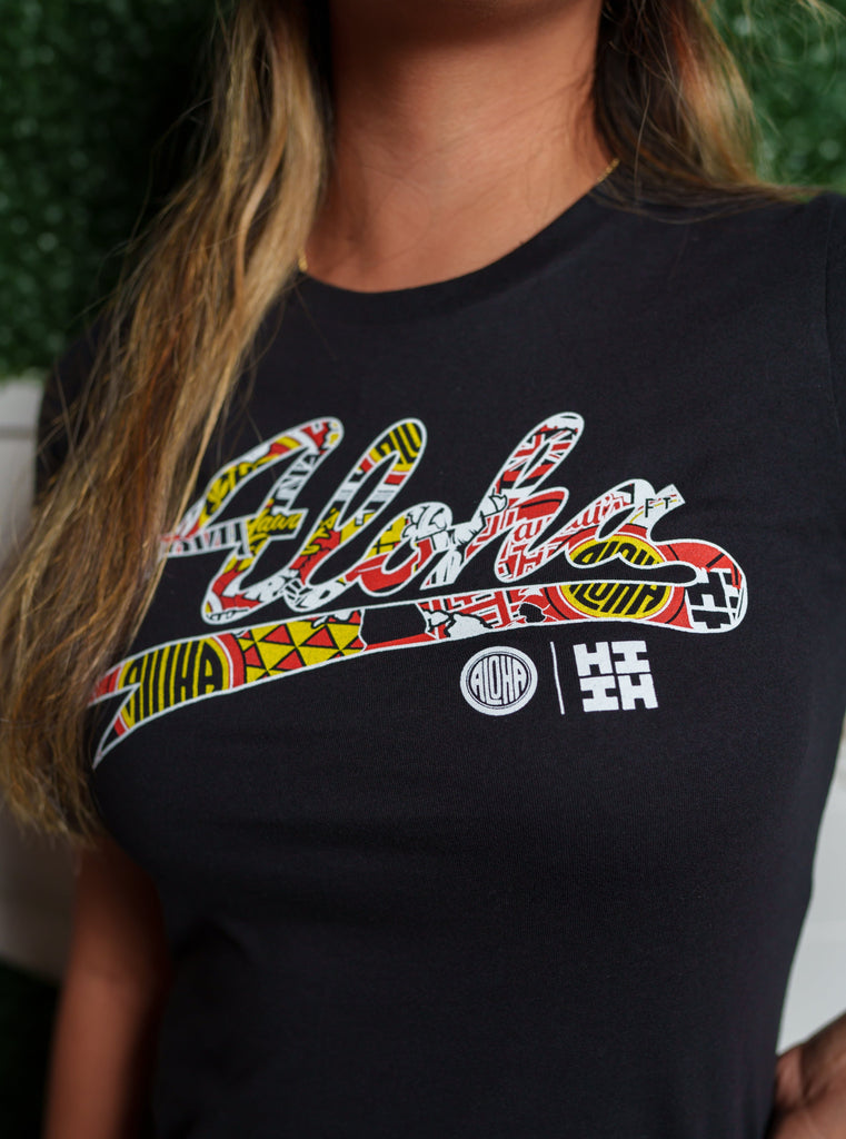 ALOHA SHOYU COLLAB SCRIPT STICKERBOMB WOMEN'S TOP Shirts Hawaii's Finest 
