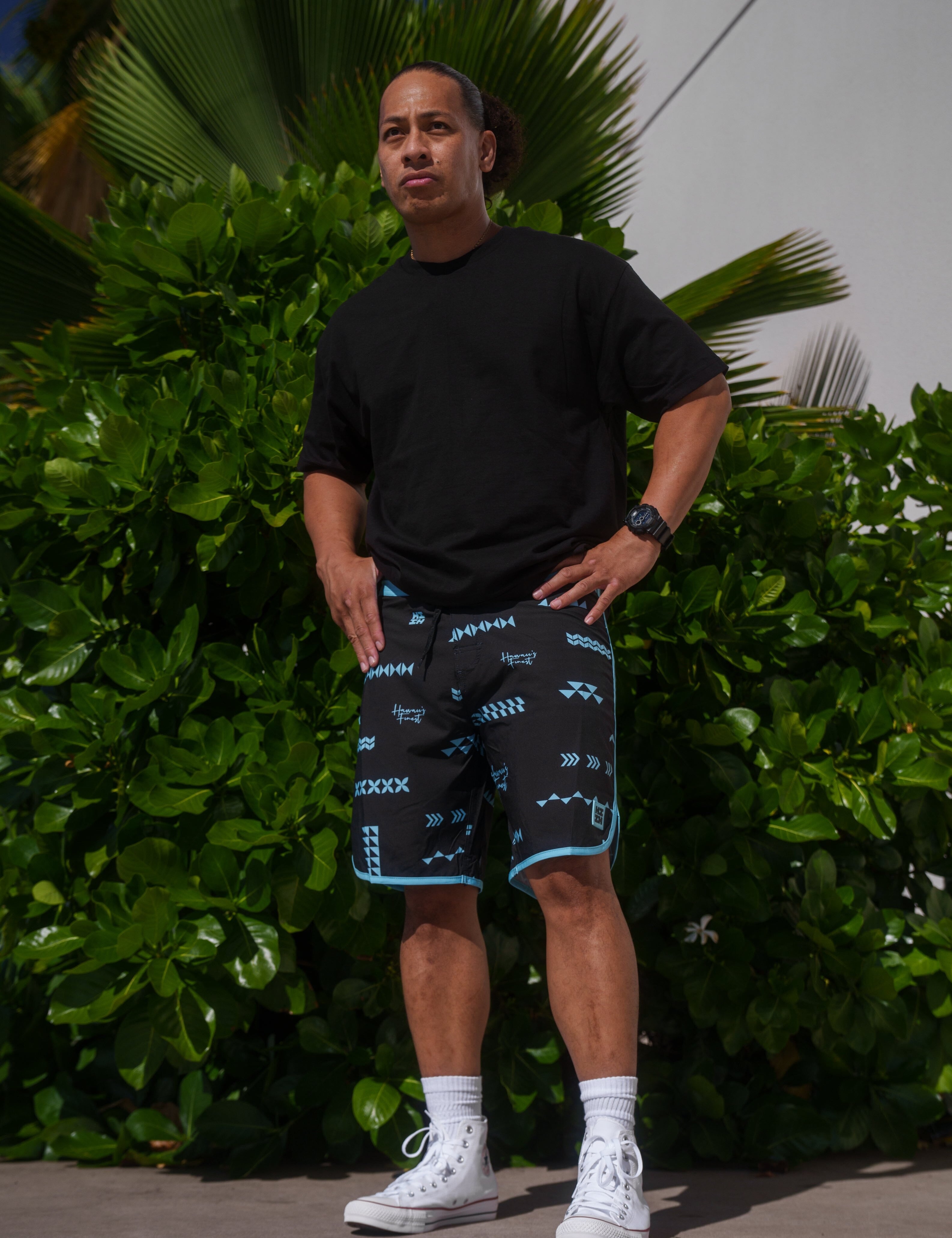 ʻANO KĀPALA BLACK & MINT BOARDSHORTS Shorts Hawaii's Finest 28 