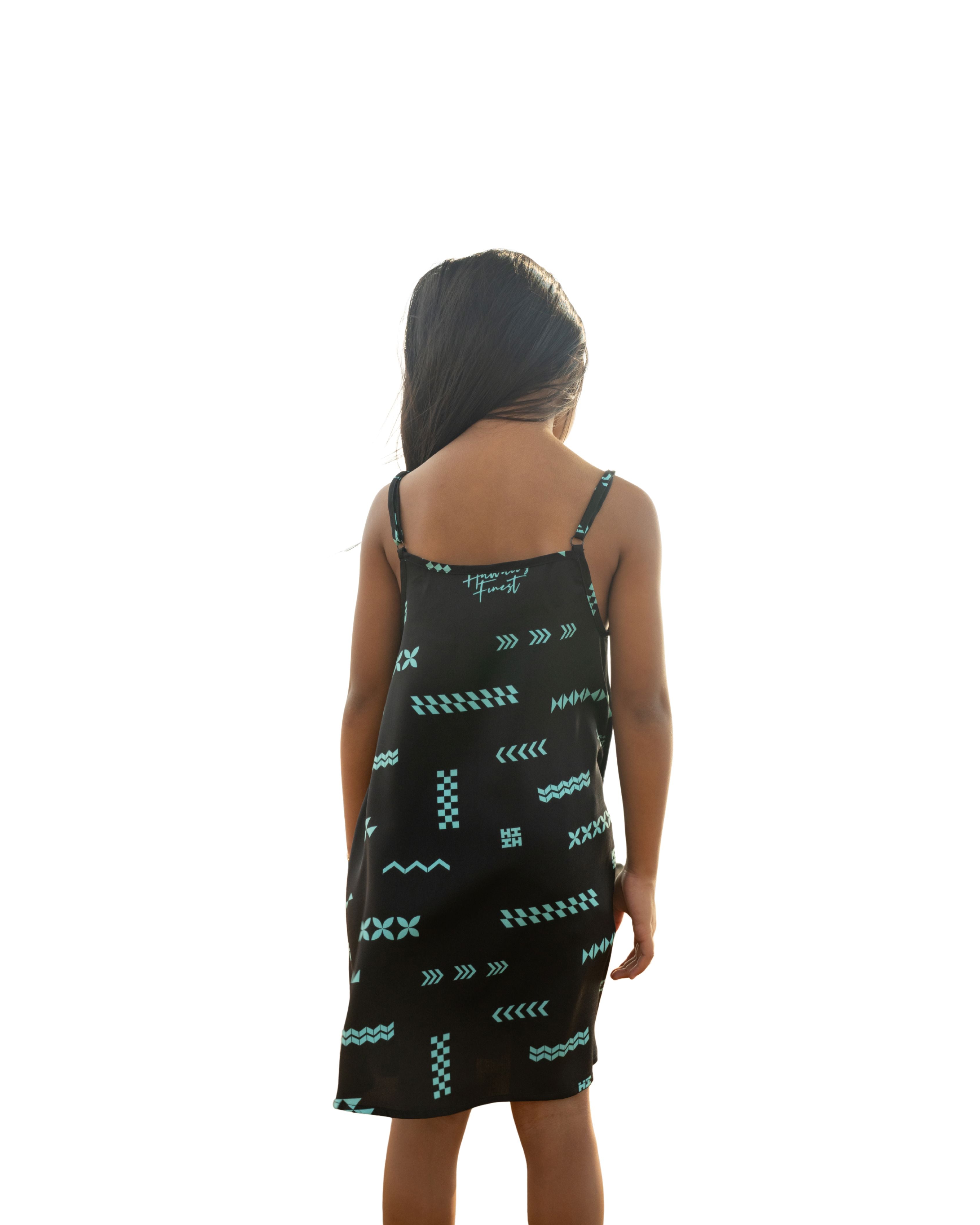 ʻANO KĀPALA KEIKI BLACK & MINT TANK DRESS Shirts Hawaii's Finest 