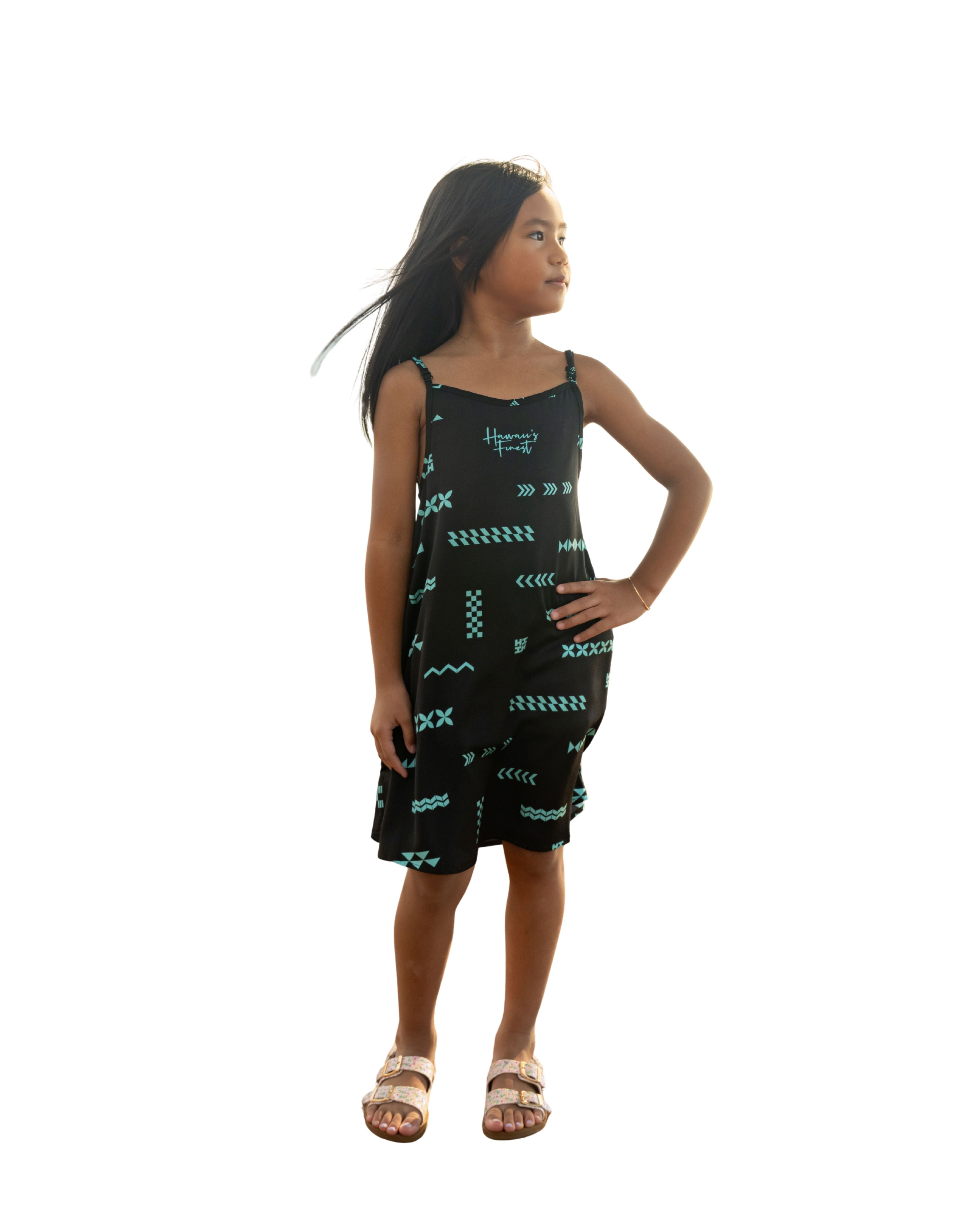 ʻANO KĀPALA KEIKI BLACK & MINT TANK DRESS Shirts Hawaii's Finest XX-SMALL 