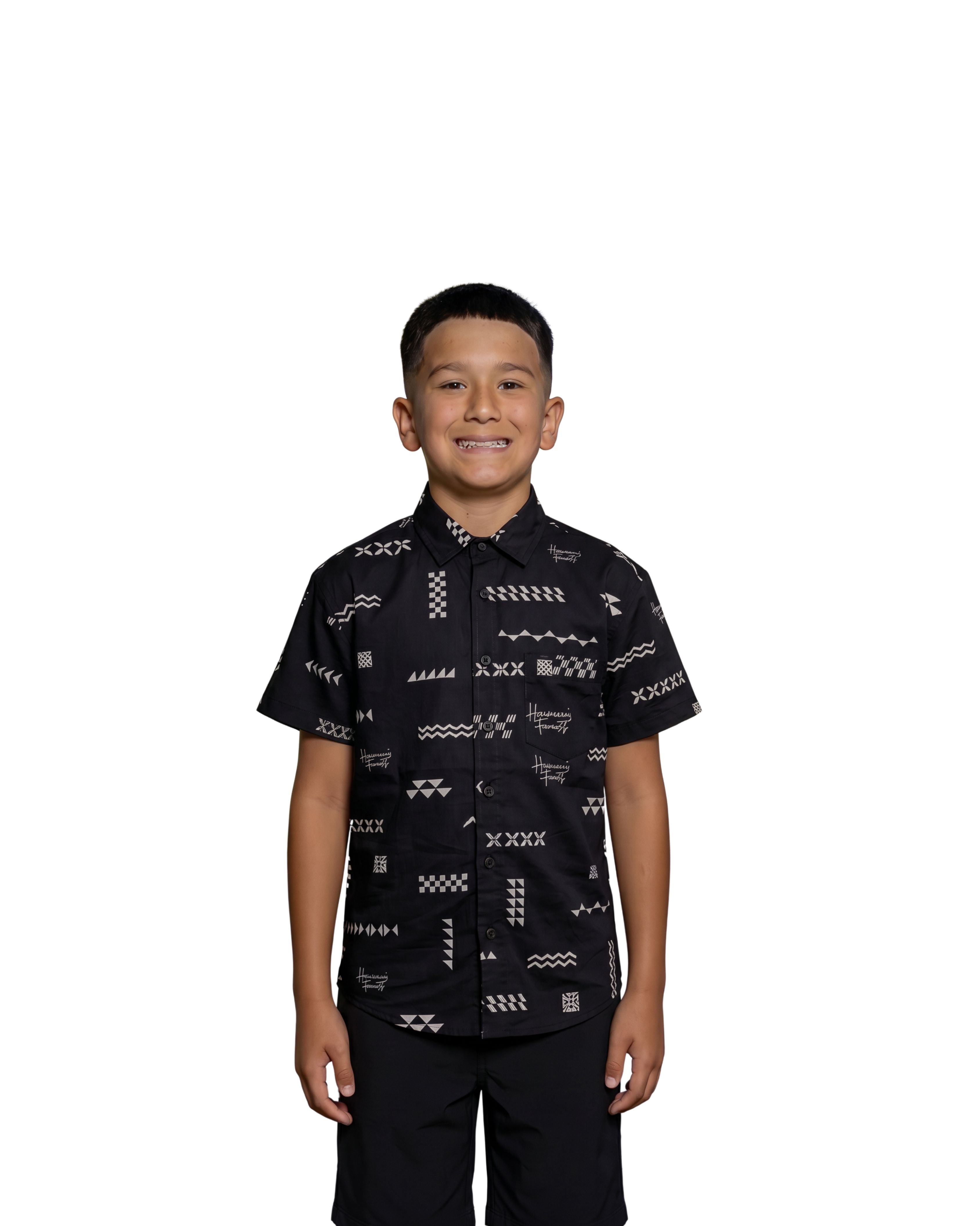 ʻANO KĀPALA KEIKI BLACK & WHITE ALOHA SHIRT Shirts Hawaii's Finest XX-SMALL 