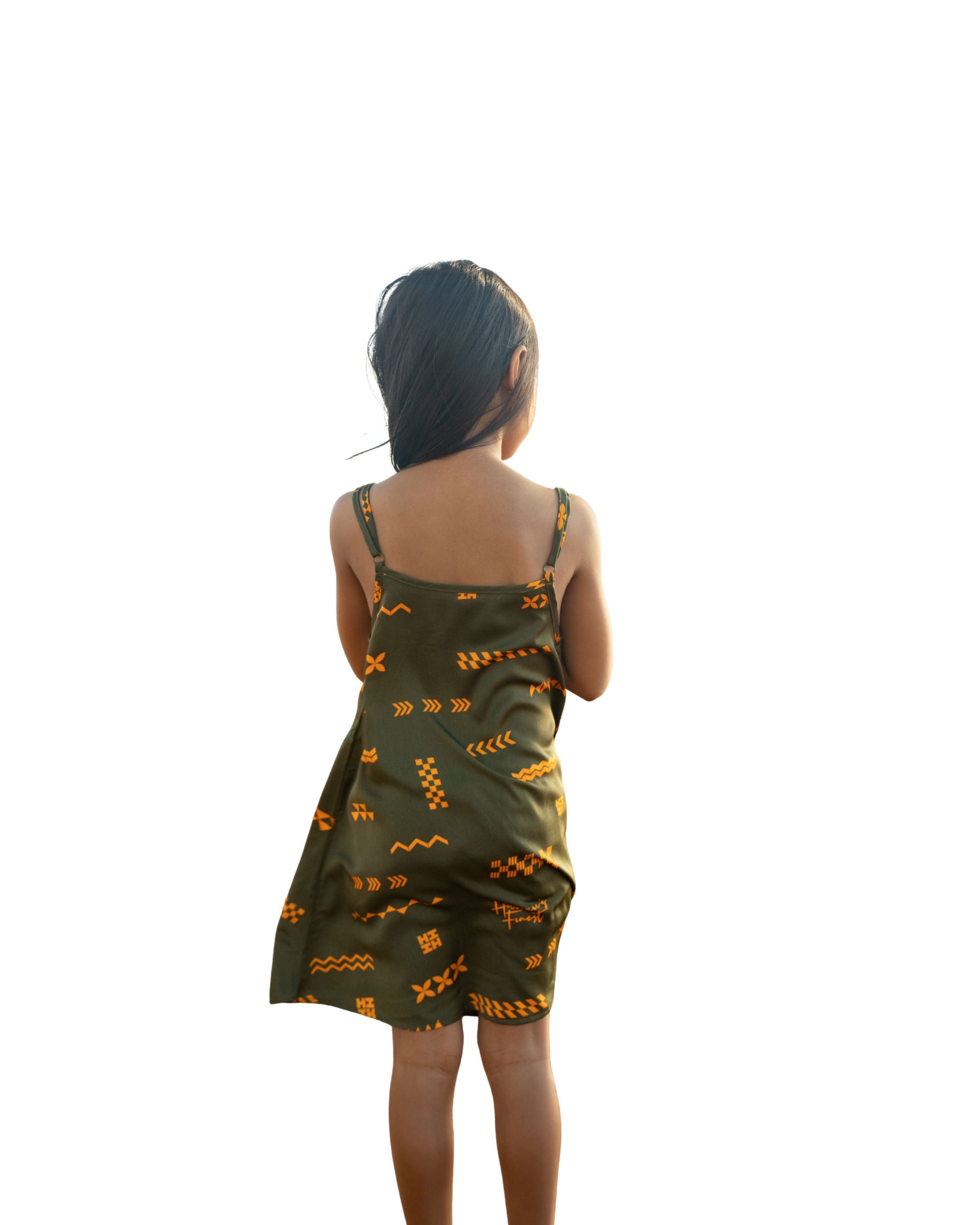 ʻANO KĀPALA KEIKI OLIVE & MUSTARD TANK DRESS Shirts Hawaii's Finest 