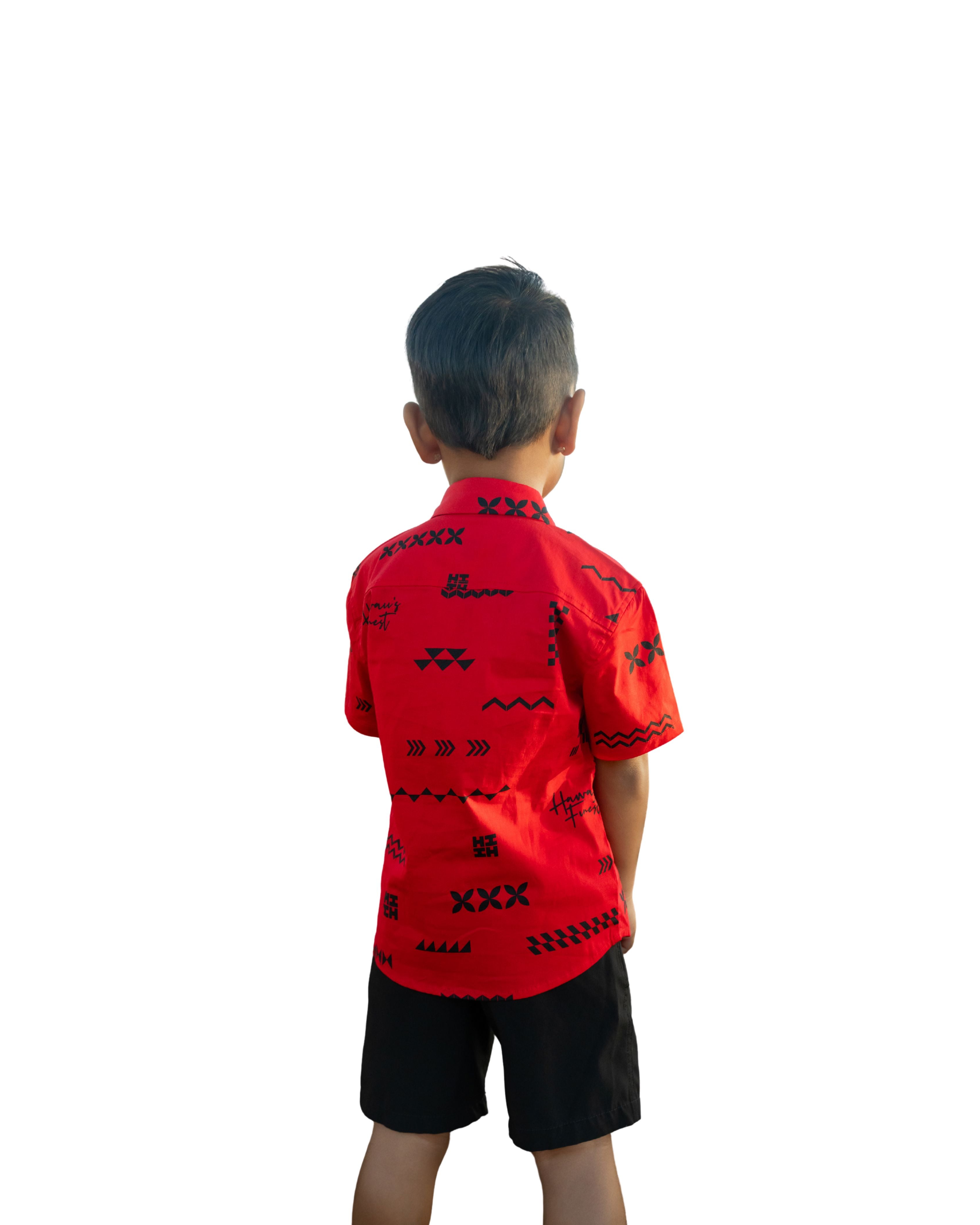 ʻANO KĀPALA KEIKI RED & BLACK ALOHA SHIRT Shirts Hawaii's Finest 