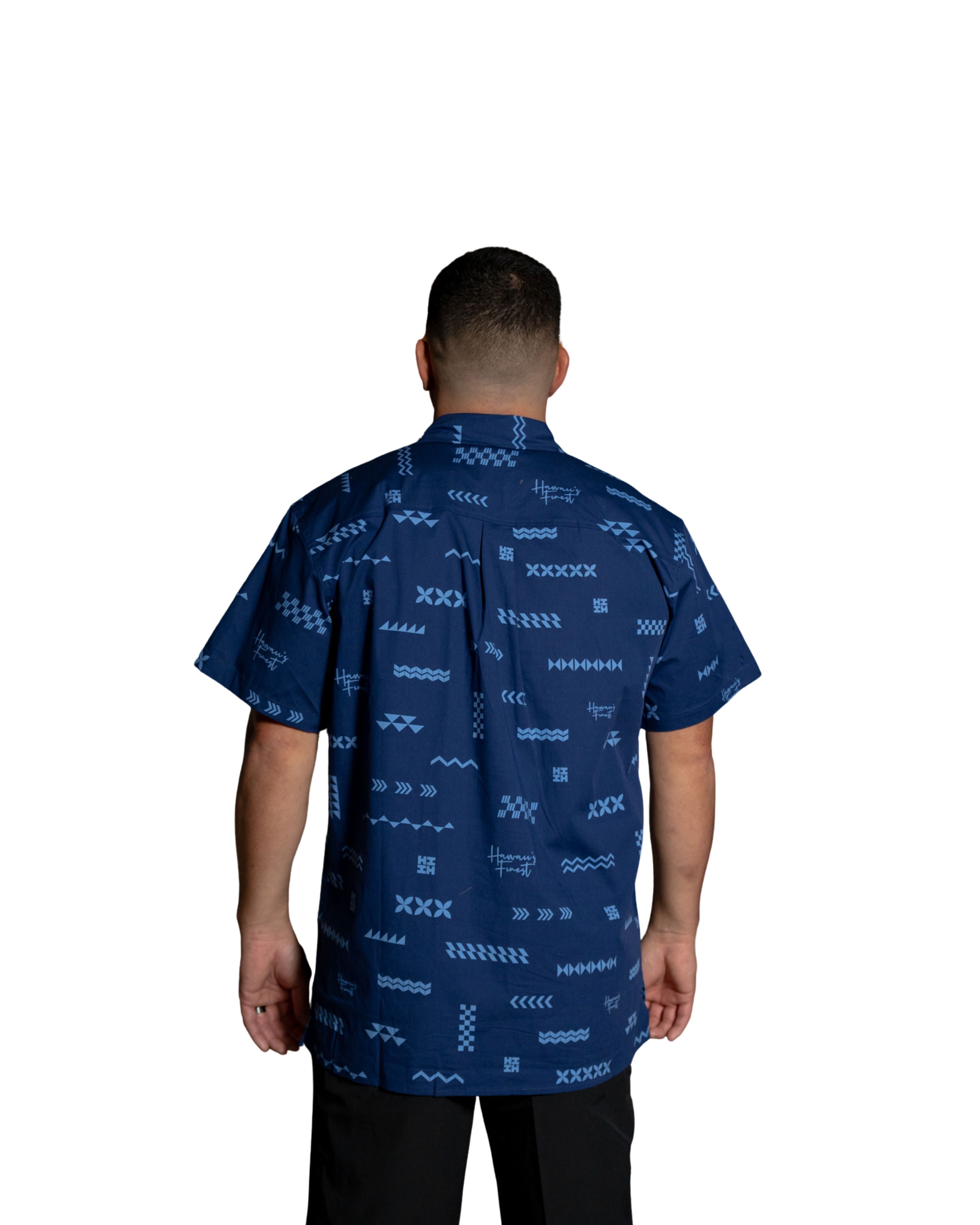 ʻANO KĀPALA MEN'S BLUE ALOHA SHIRT Shirts Hawaii's Finest 