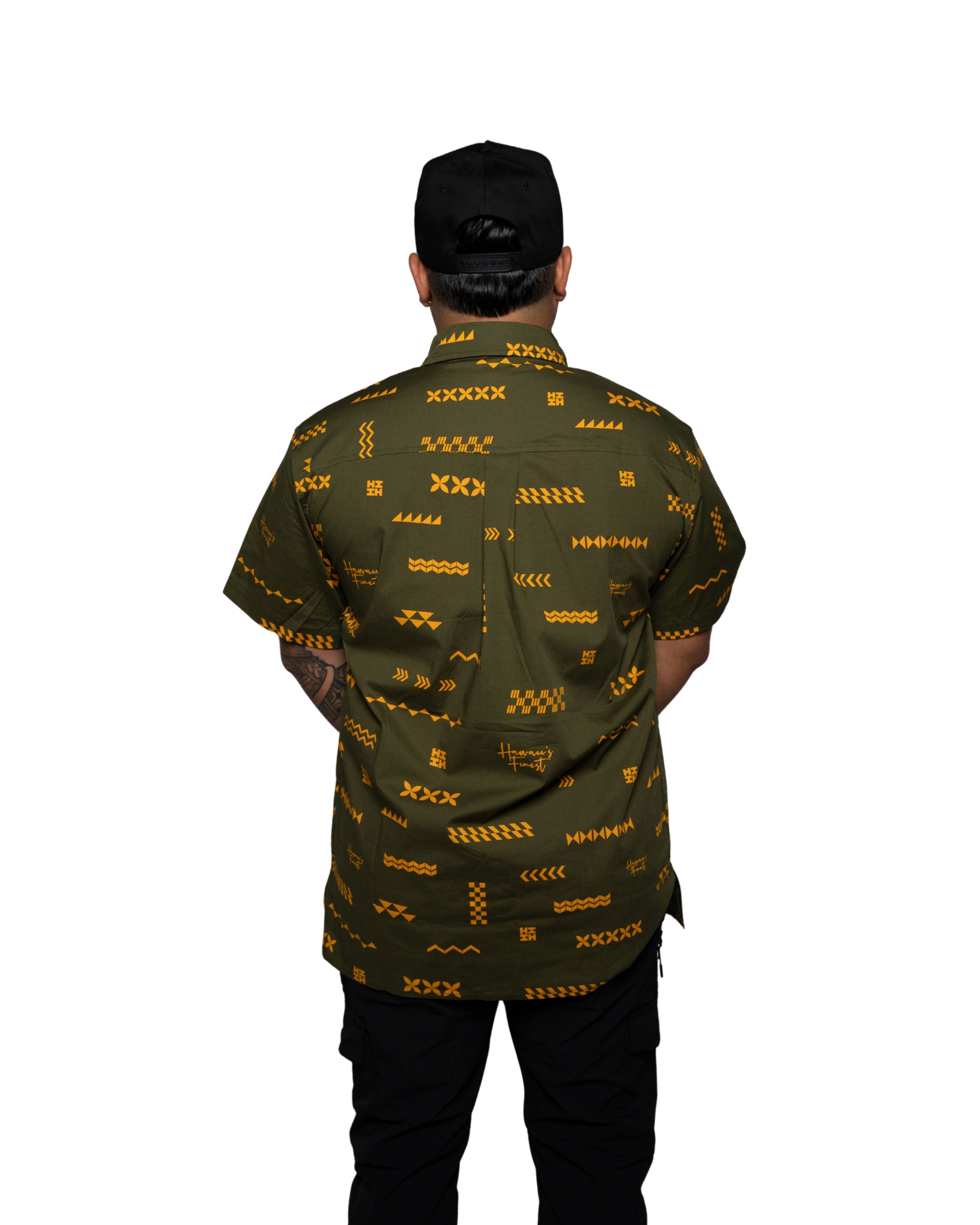 ʻANO KĀPALA MEN'S OLIVE & MUSTARD ALOHA SHIRT Shirts Hawaii's Finest 