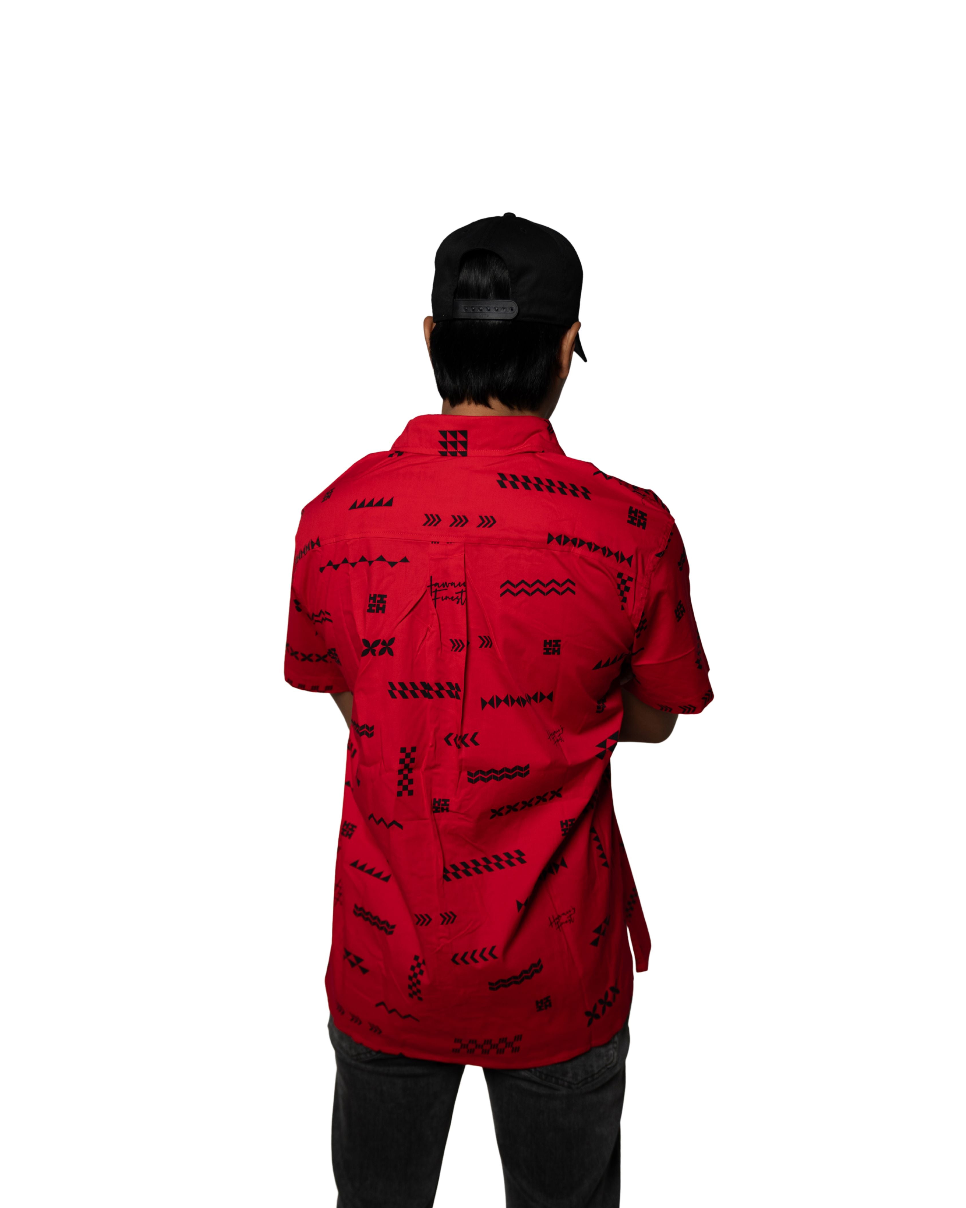 ʻANO KĀPALA MEN'S RED & BLACK ALOHA SHIRT Shirts Hawaii's Finest 