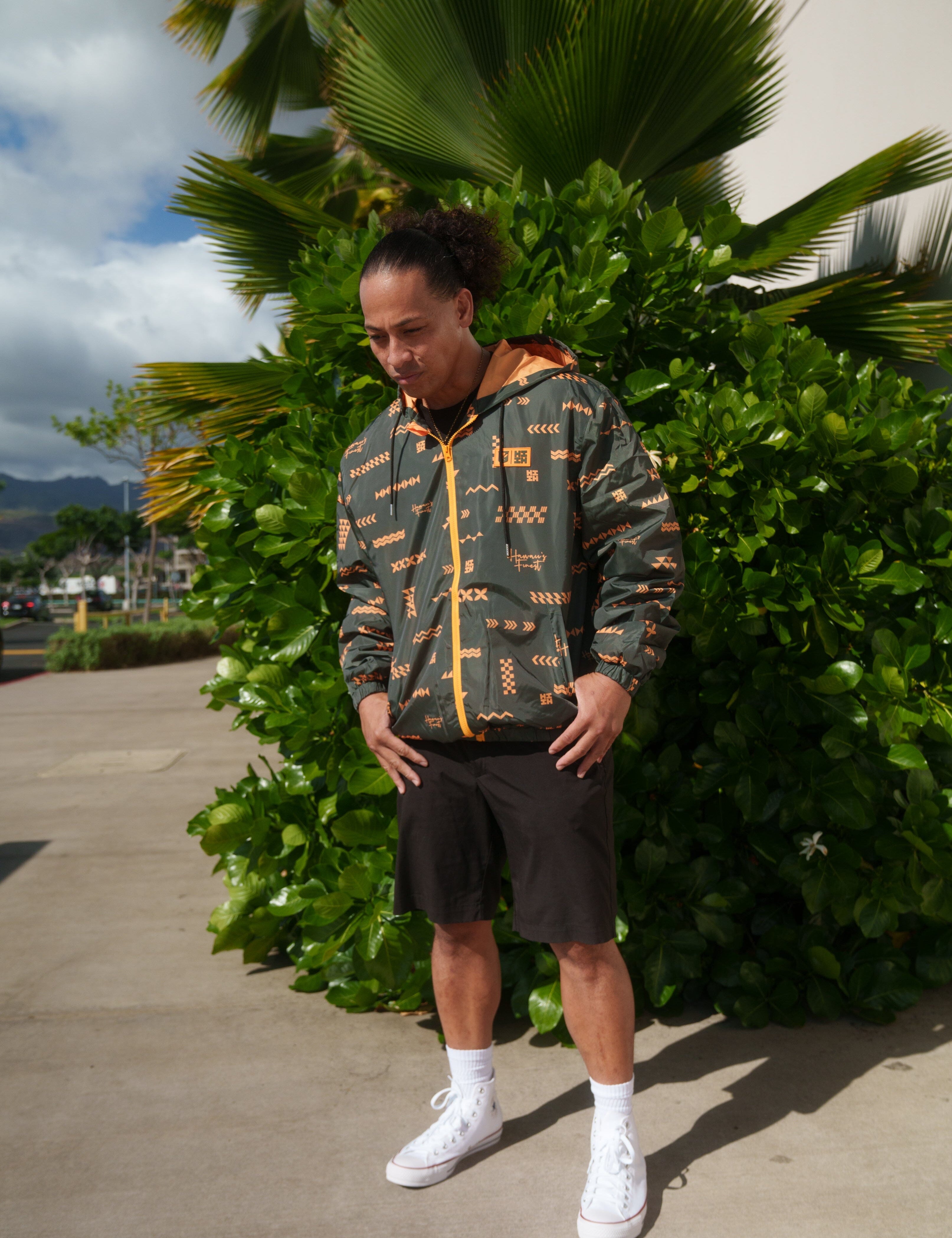 ʻANO KĀPALA OLIVE & ORANGE WINDBREAKER Jersey Hawaii's Finest 