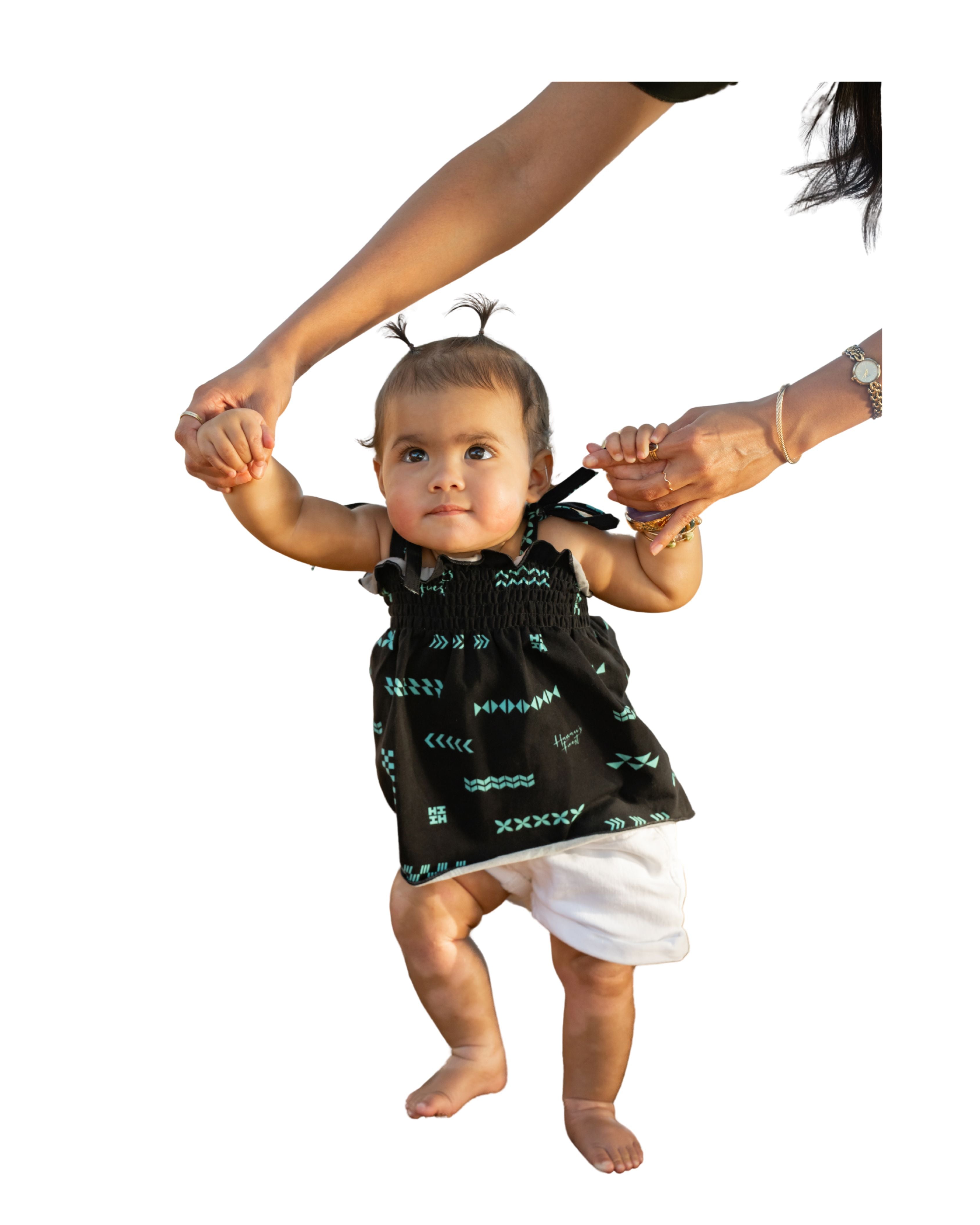 ʻANO KĀPALA PĒPĒ BLACK & MINT RUFFLE TOP Shirts Hawaii's Finest 